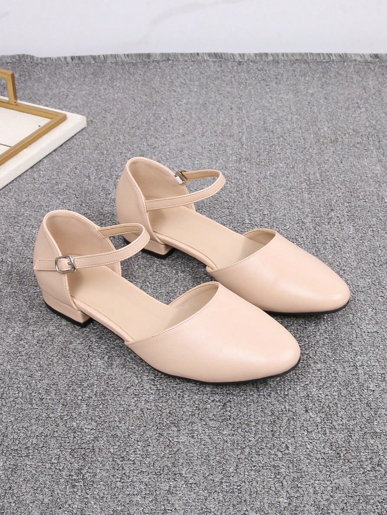 Women's Contrast Square Toe Flat Slingbacks, 2024 New Arrival, Classic Vintage Design, Low Block Heel, French Style