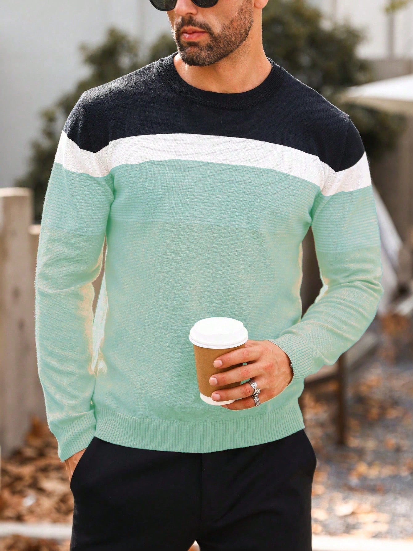 Men's Color Block Slim Fit Sweater