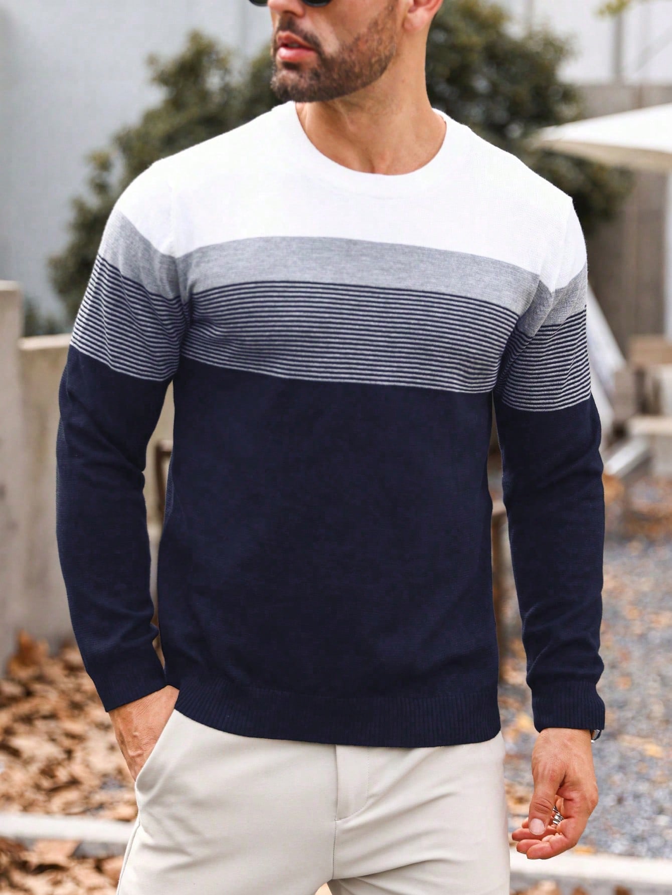 Men's Color Block Slim Fit Sweater