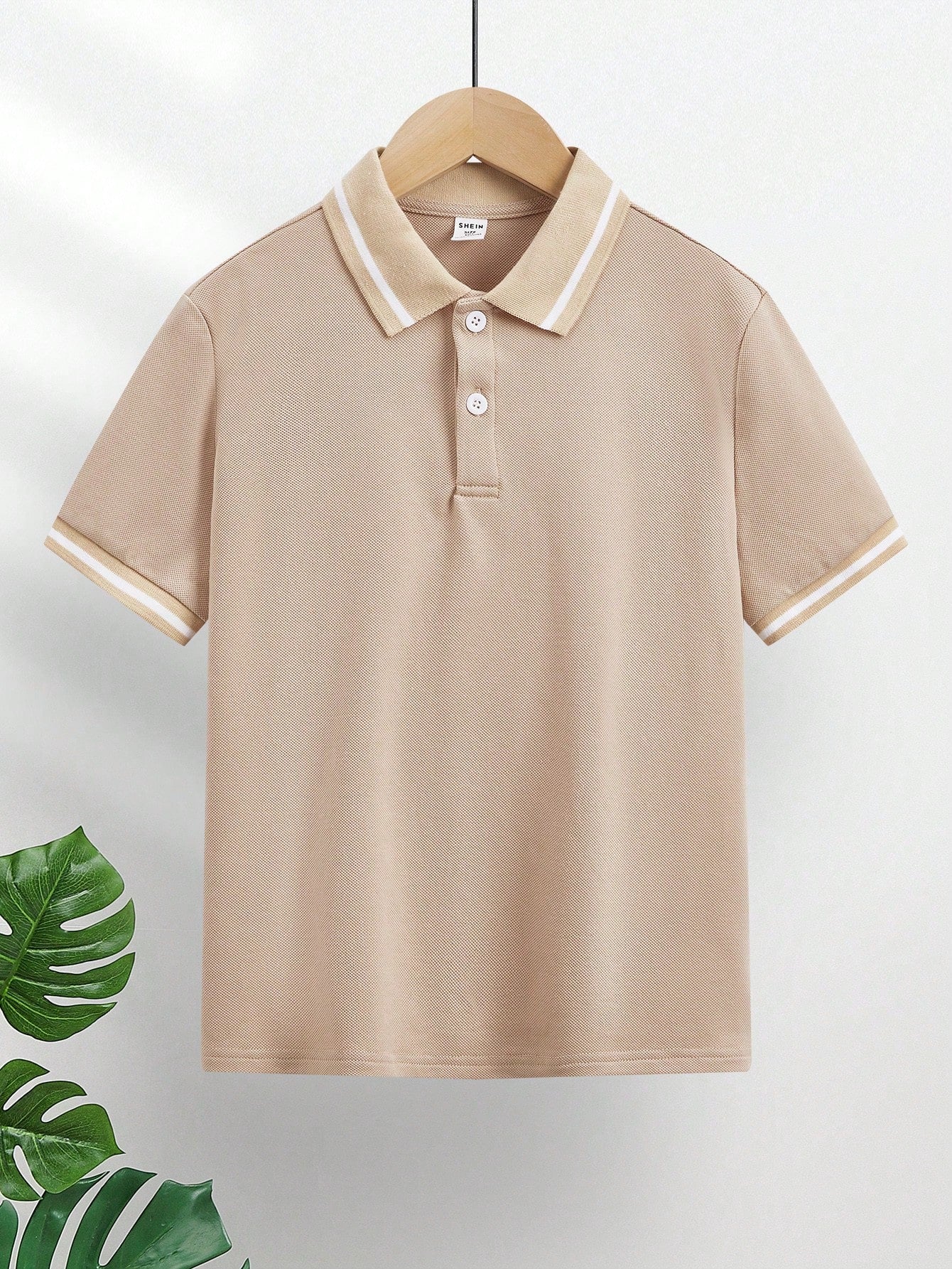 Tween Boy's Solid Color Knitted Short Sleeve Polo Shirt With Collar