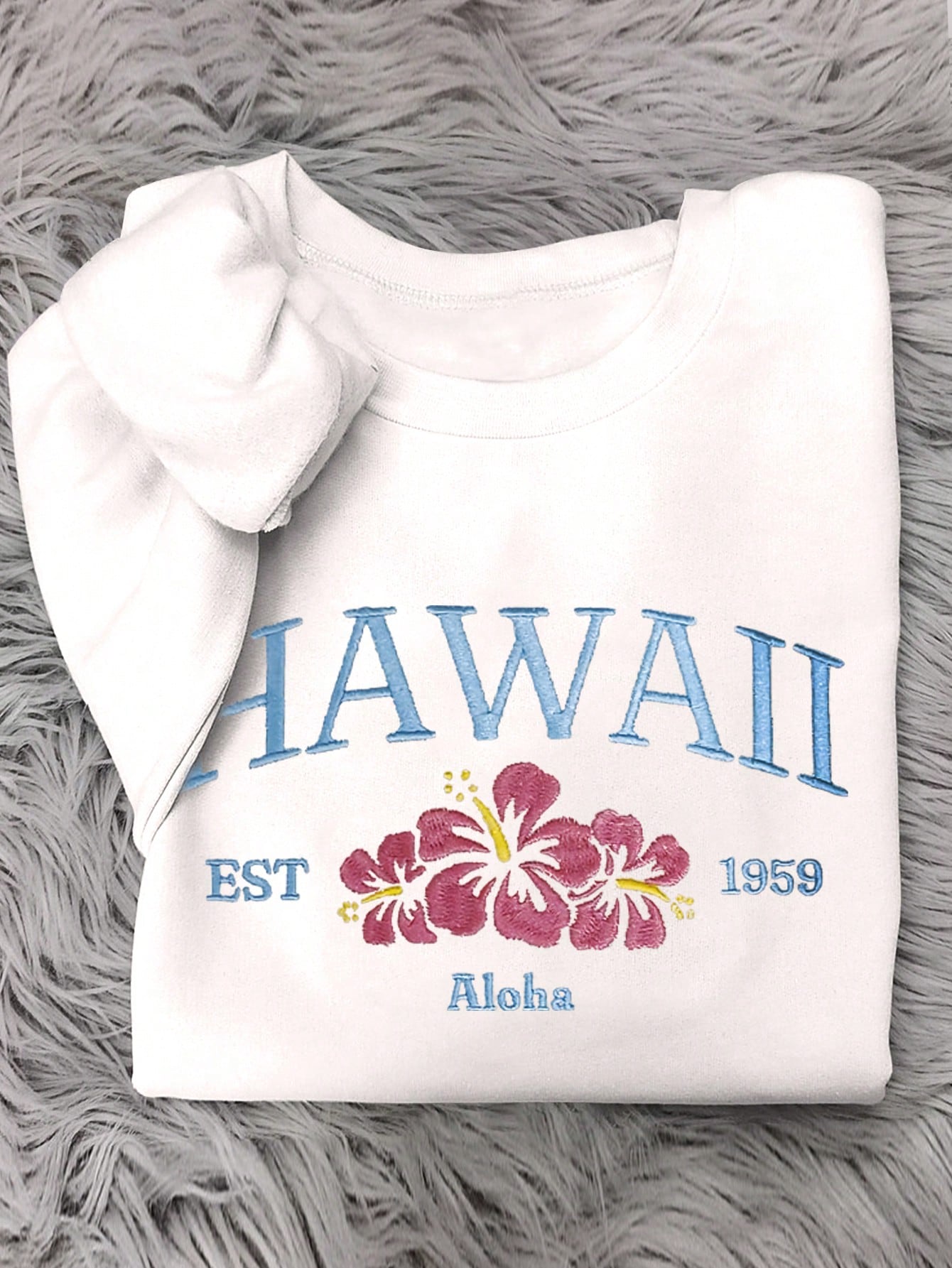 Women's Loose Drop Shoulder Hawaii Aloha Print Sweatshirt