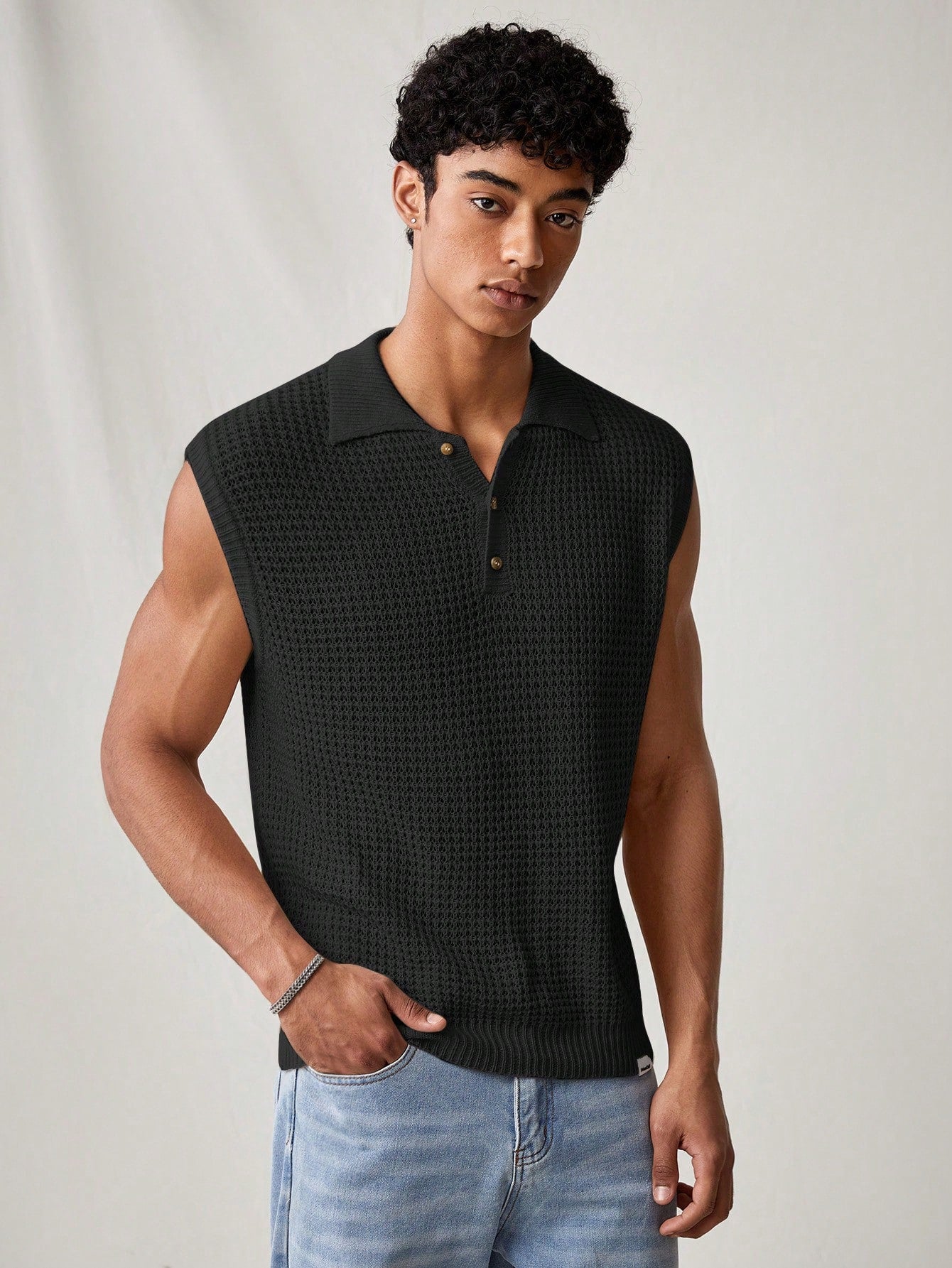 Men's Solid Color Simple Daily Knitted Sleeveless Vest