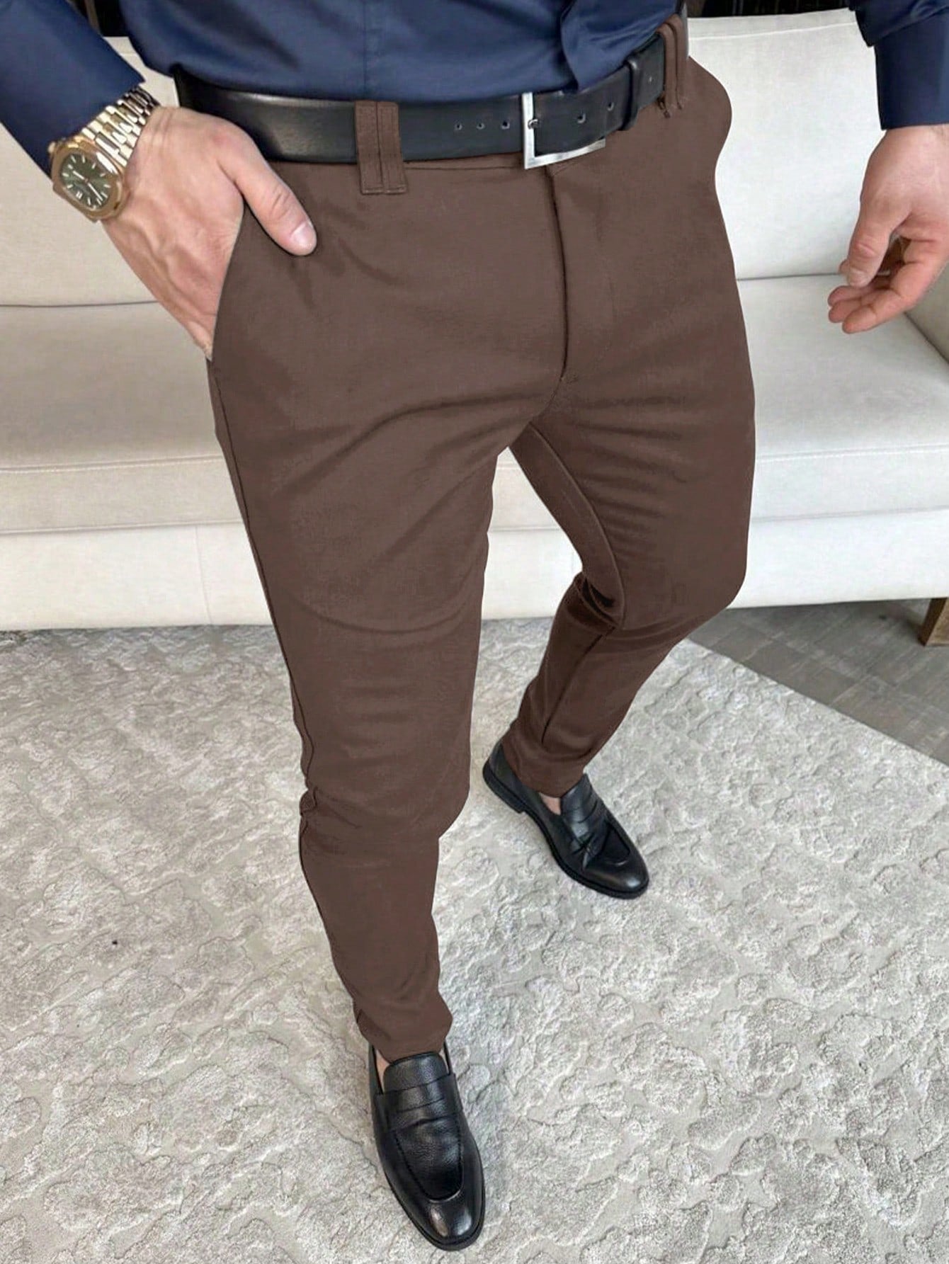 Men's Solid Color Suit Trousers