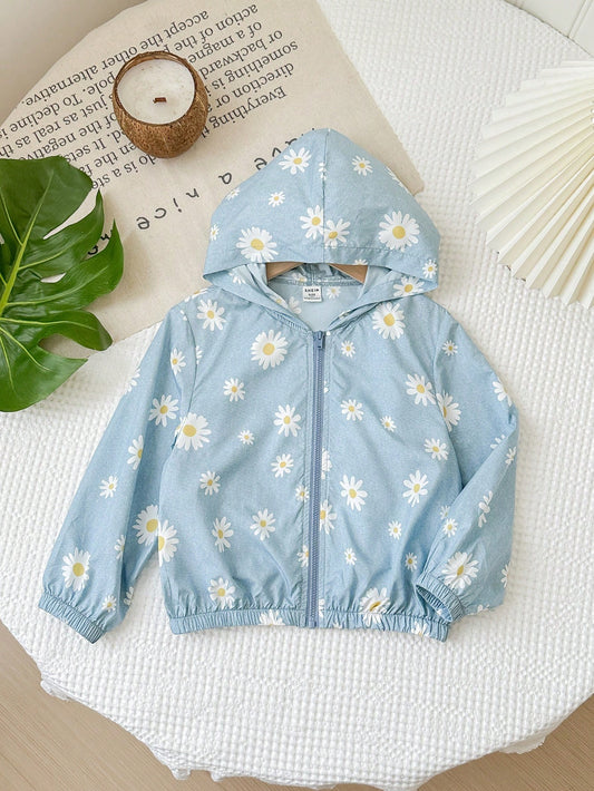 Young Girl's Woven Floral Pattern Plush Loose Casual Jacket