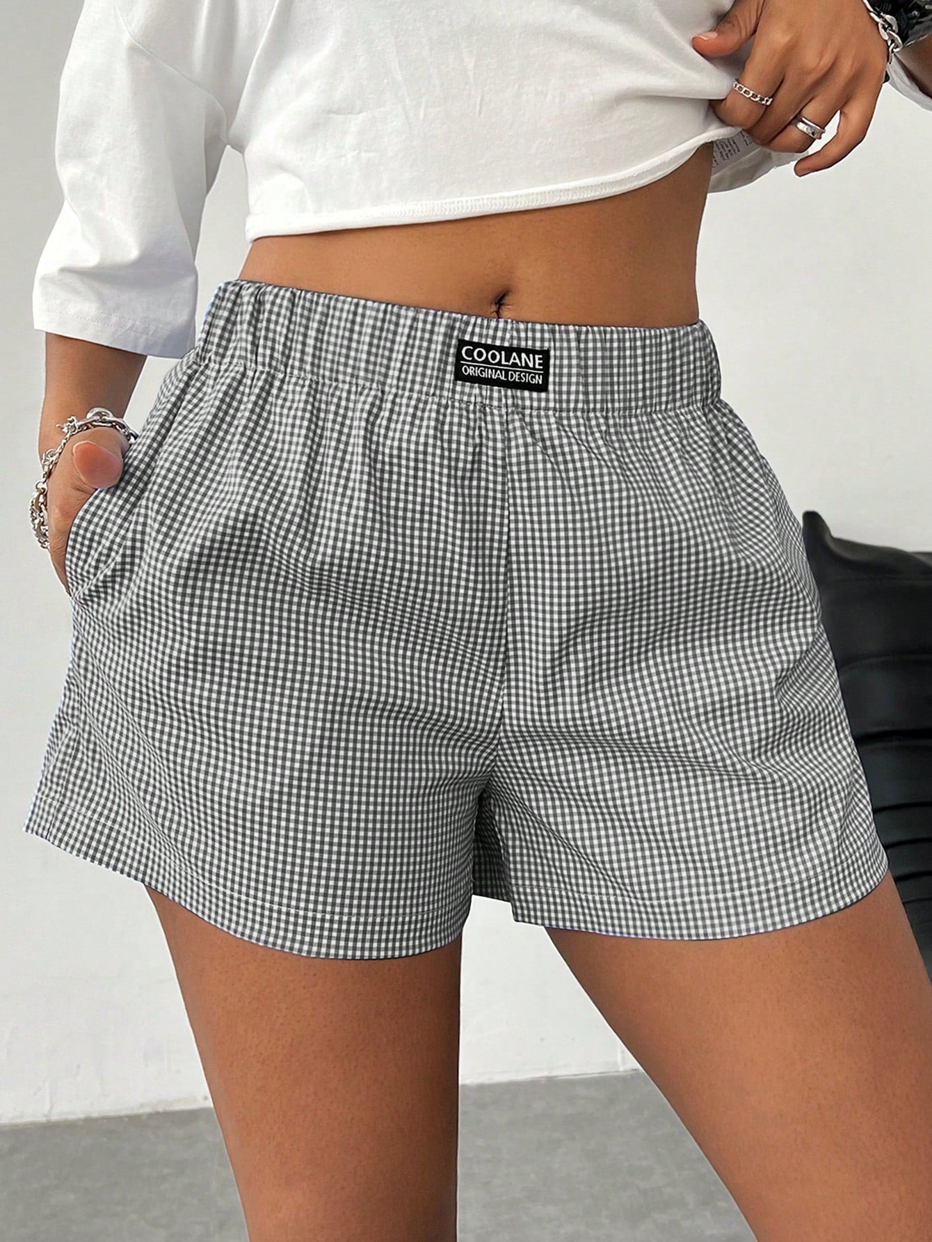 Coolane Women's Vintage Plaid Y2K Cool Versatile Streetwear Sports Shorts