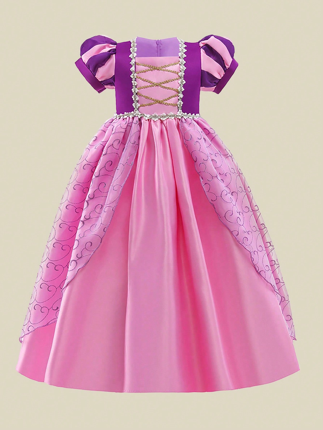 Young Girl Short Sleeve  School Stage Performance Princess Dress Suitable For Birthday, Wedding & Party