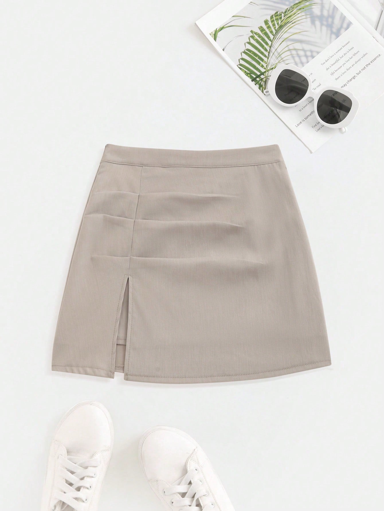 American-Style Design High Waist Split A-Line Skirt, Suit Style Skirt For Women