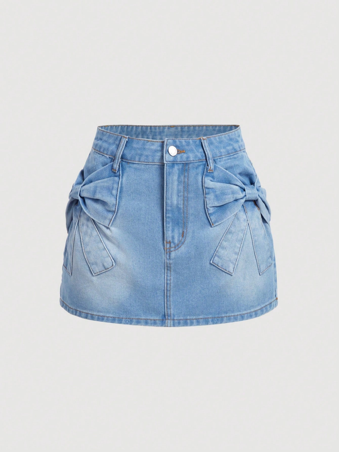 Women's Fashionable Bowknot Design Denim Mini Skirt