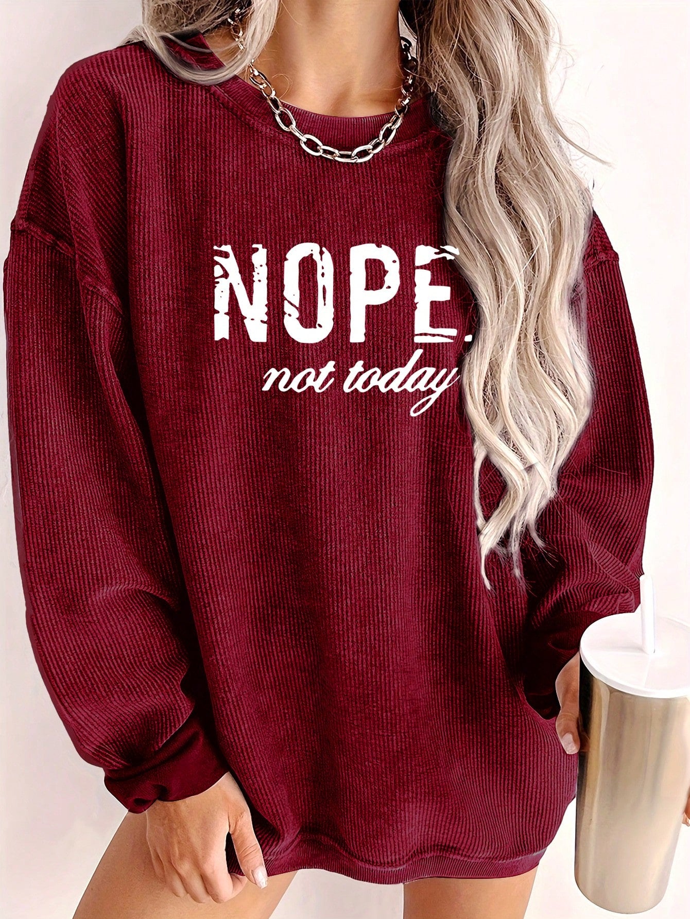 Women's Casual Round Neck Letter Printed Pullover Long Sleeve Sweatshirt