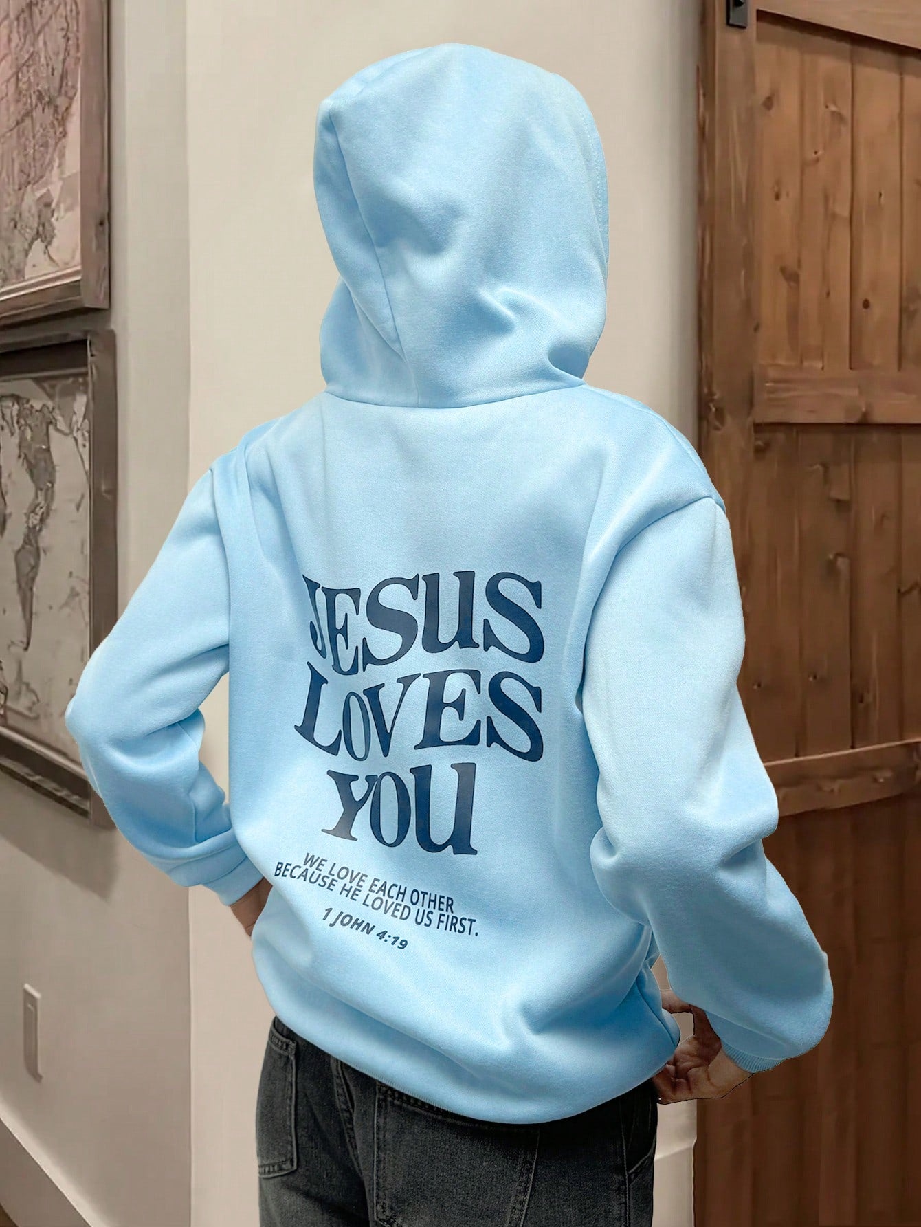 Women's Hooded Long Sleeve Sweatshirt With Slogan Print