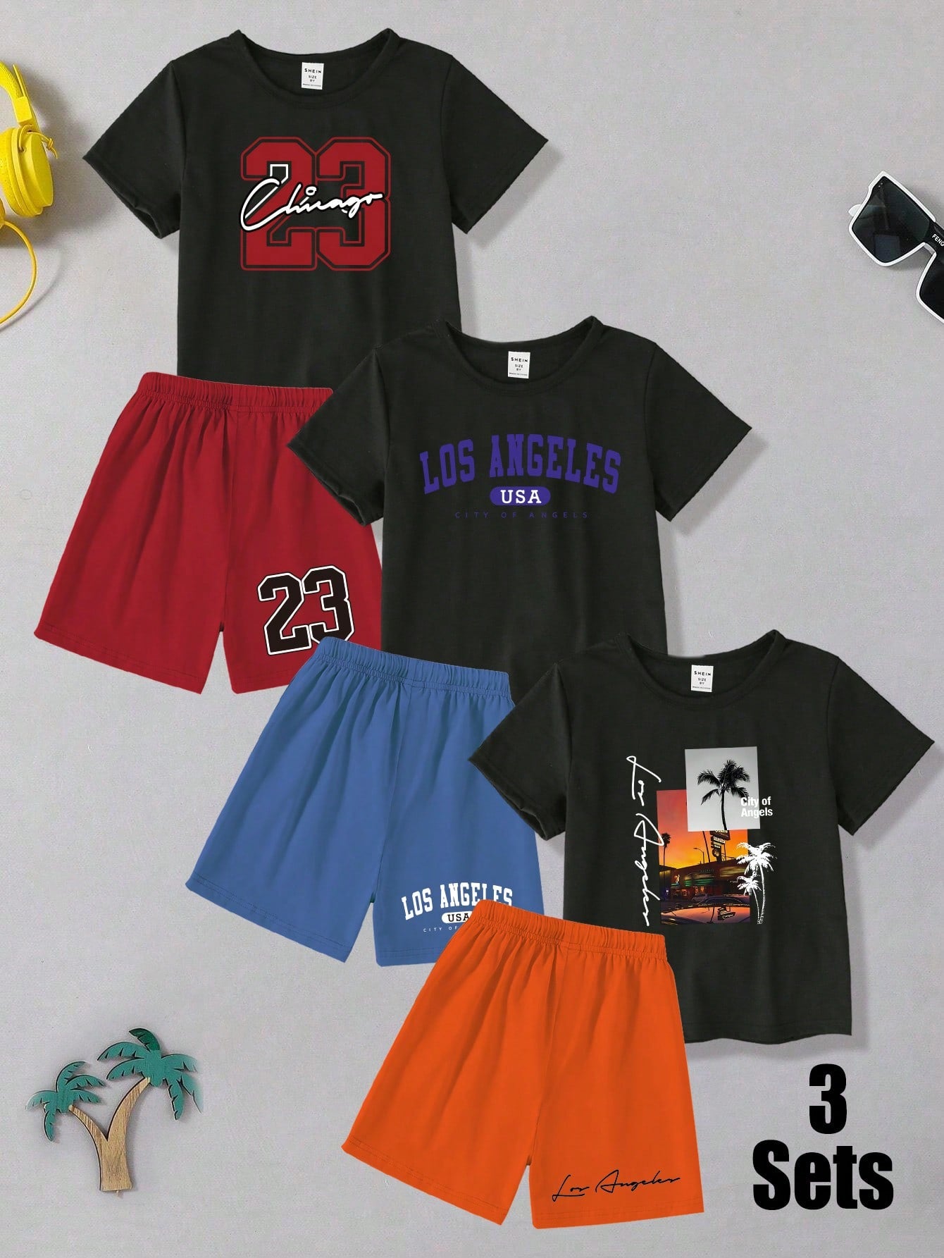 Tween Boys' Summer Casual Letter Printed Short Sleeve T-Shirt And Shorts Set