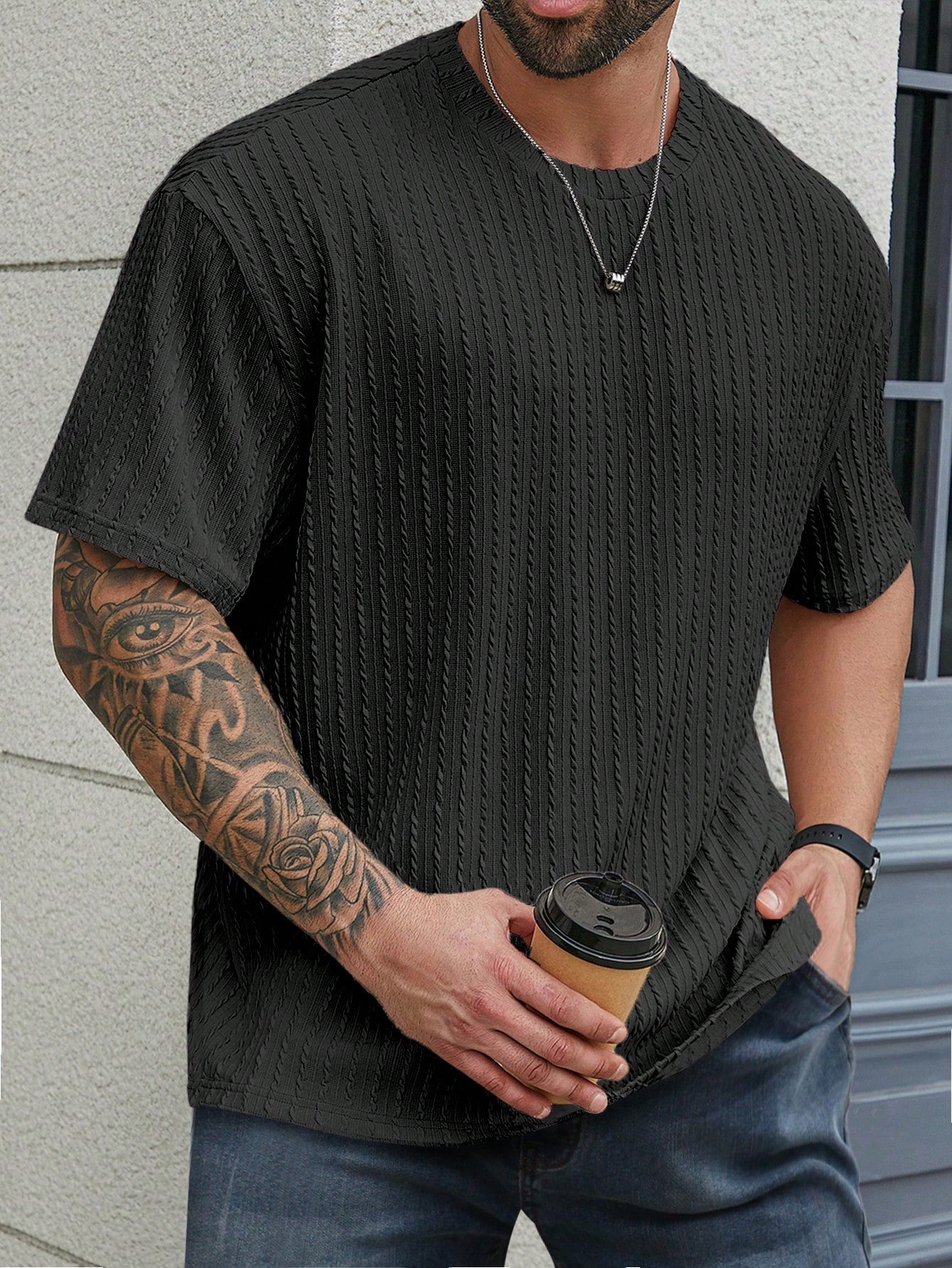 Men's Plus Size Solid Color Round Neck Short Sleeve Casual T-Shirt, Summer