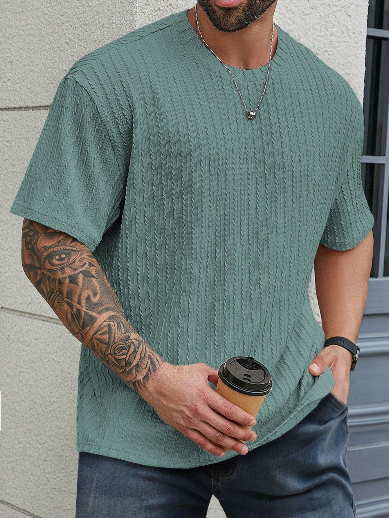 Men's Plus Size Solid Color Round Neck Short Sleeve Casual T-Shirt, Summer