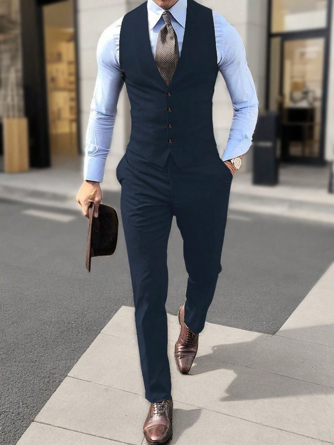 Men Button Up Waistcoat And Suit Pants (Without Blazer And Shirt)