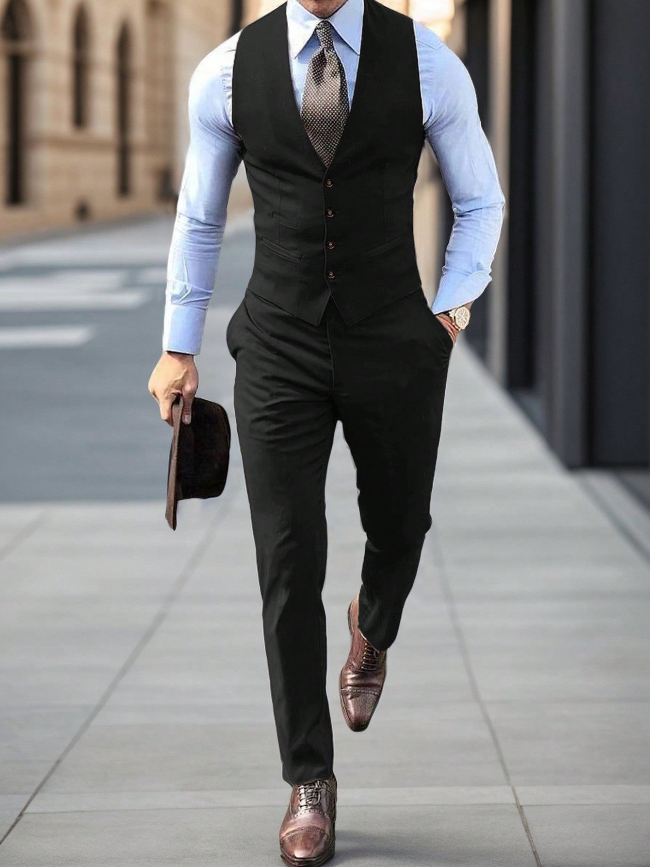 Men's Suit Vest And Pants Set