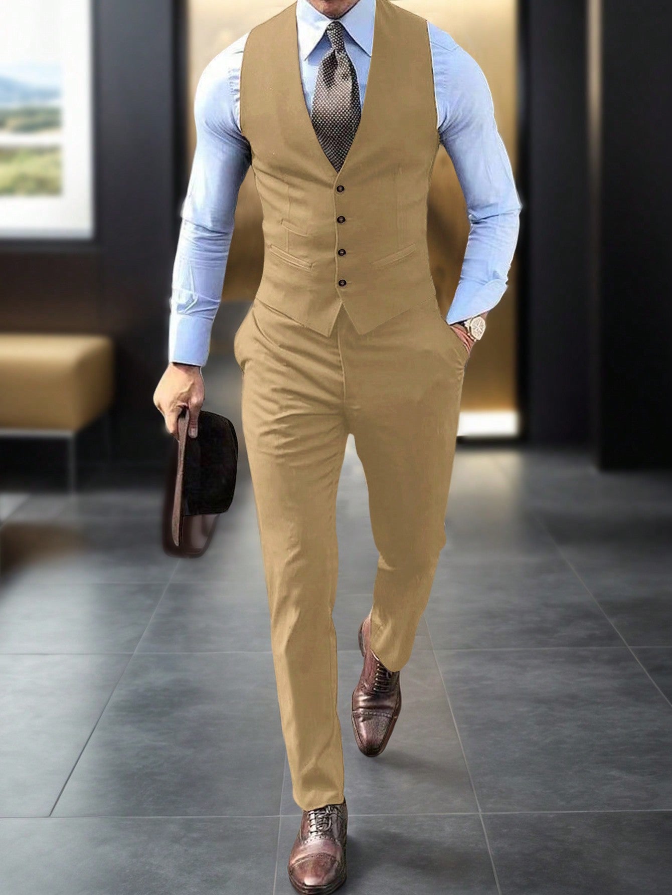 Men's Suit Vest And Pants Set