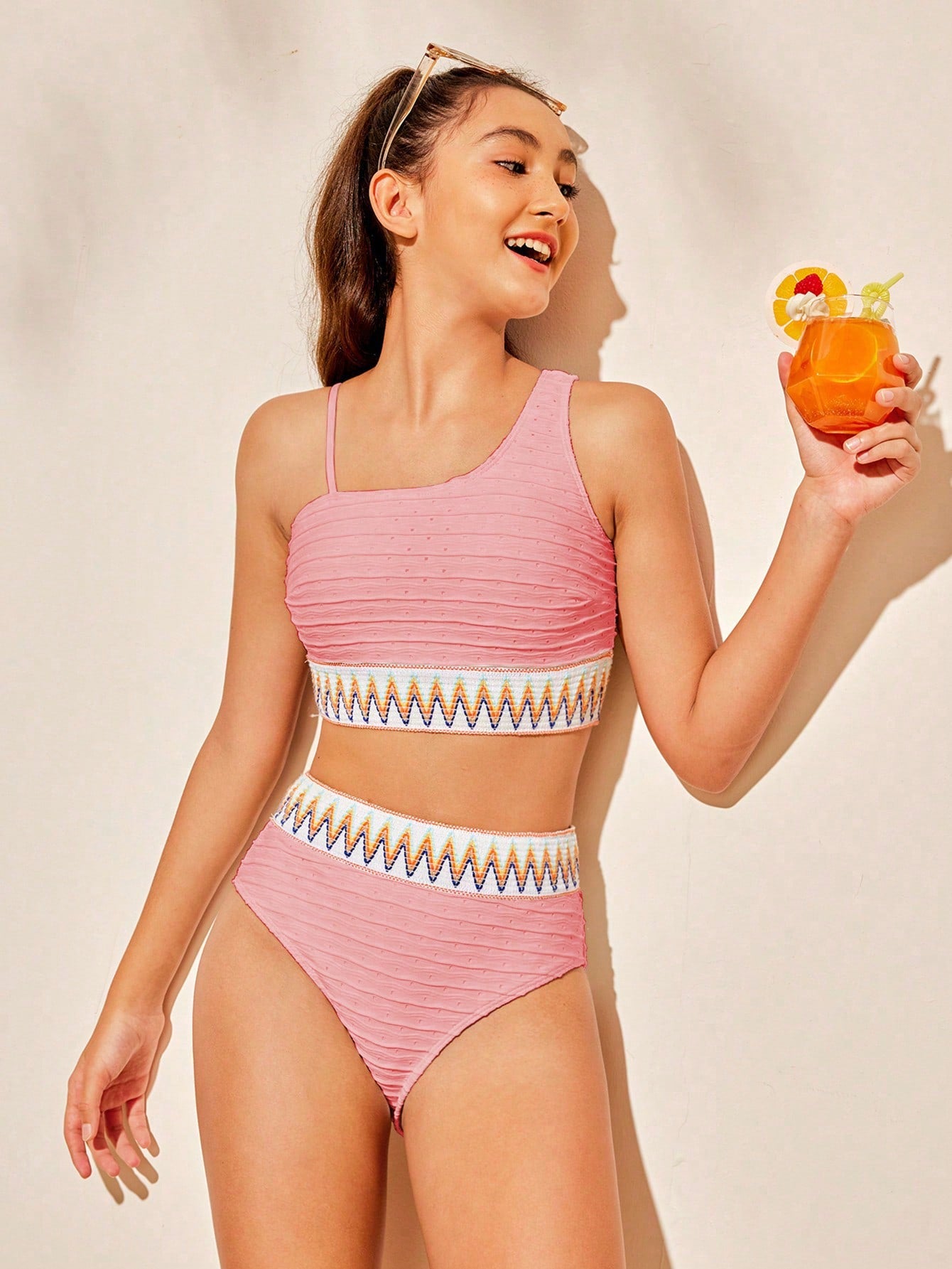 Teen Girl Simple Daily Printed Bikini Set Summer Beach