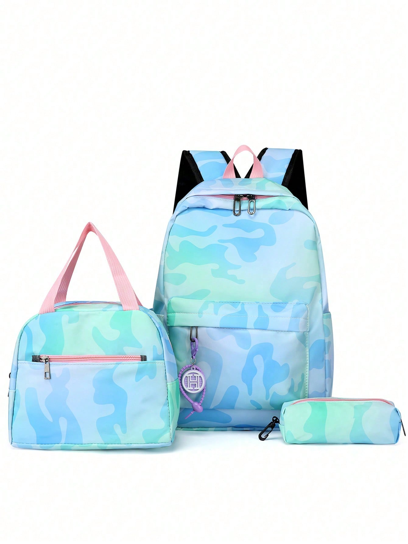 3pcs Girls Tie Dye Star Print Functional Backpack Set