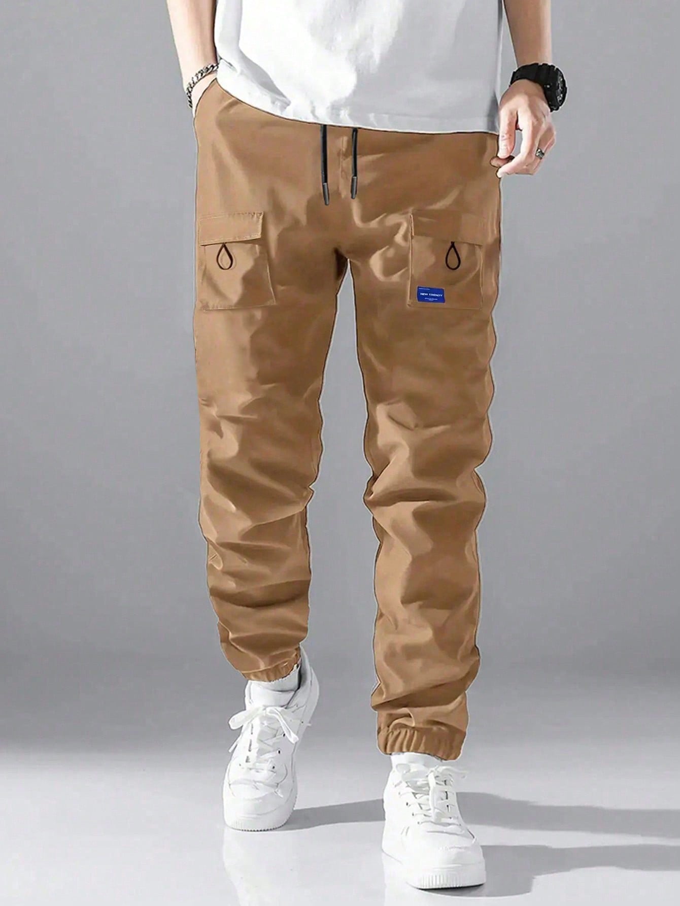 Tween Boy Fashionable Casual Drawstring Waist University Style Cargo Pants, Back To School Season