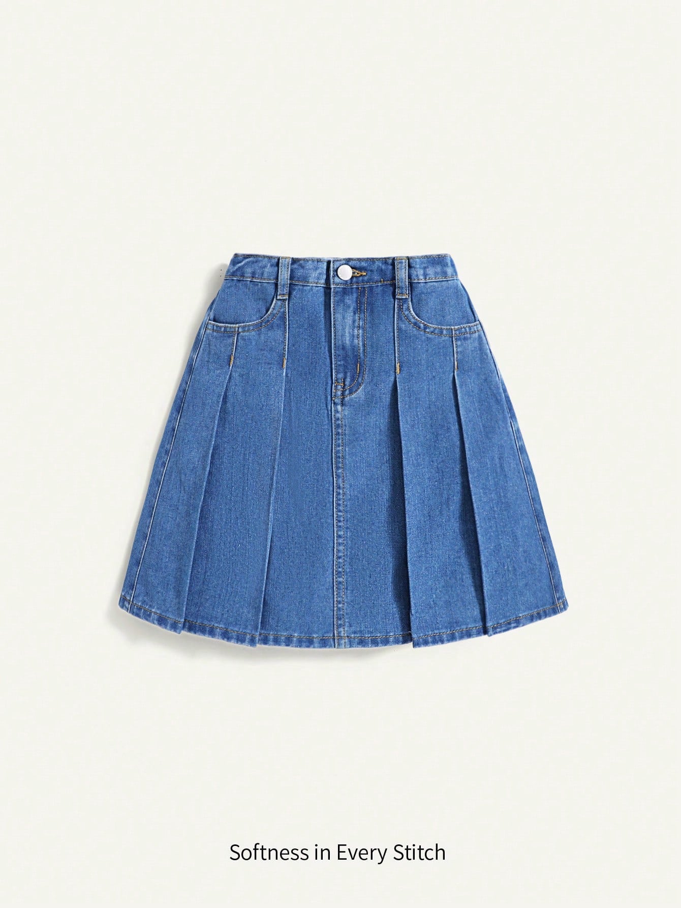 Cozy Cub Young Girls' Trendy Blue Washed Pleated Denim Long Skirt,Young Girl Fall Clothes Back To School Clothes Outfits