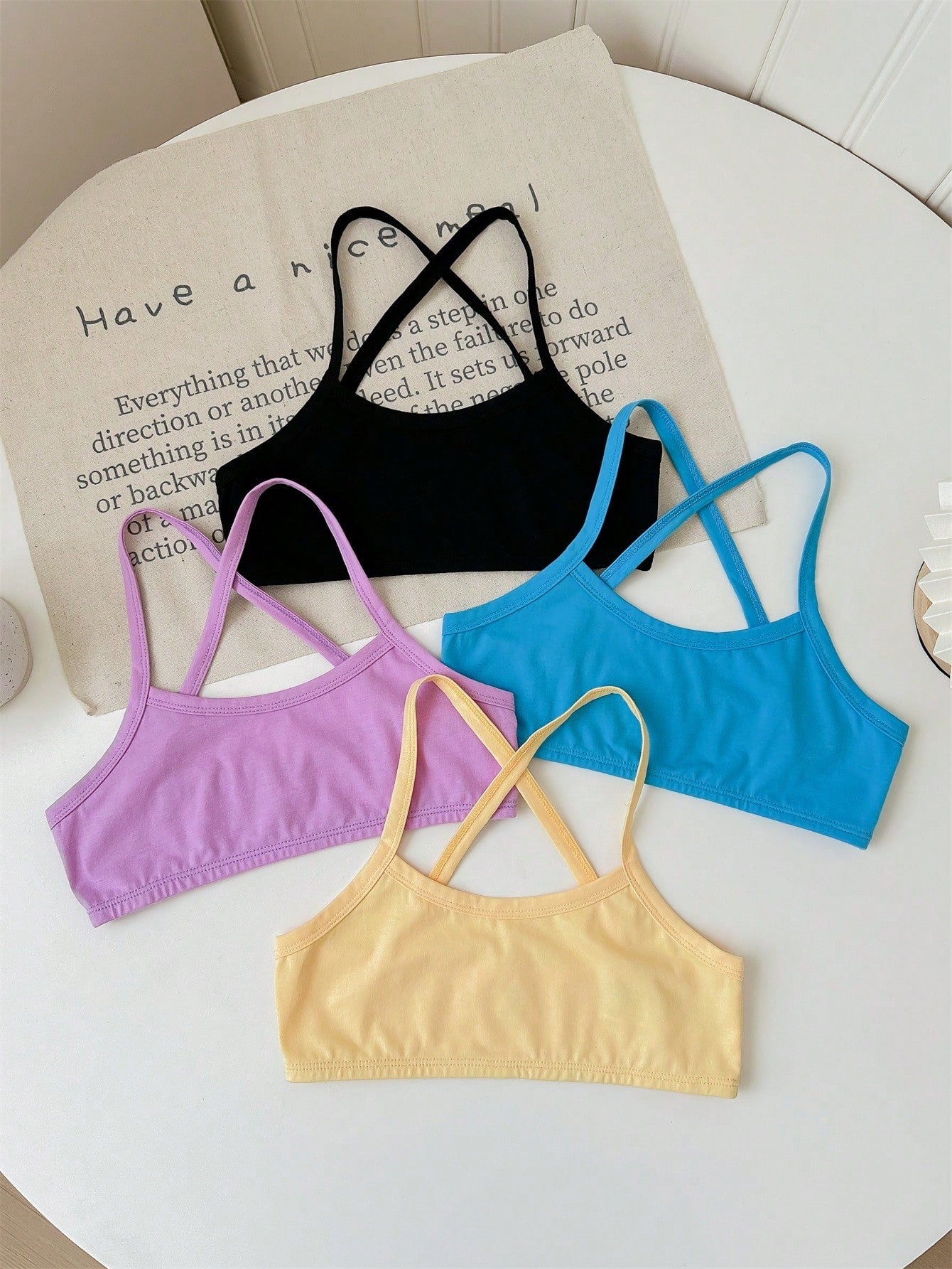 Tween Girl 4pcs Sporty And Breathable Racerback Sports Bra Set