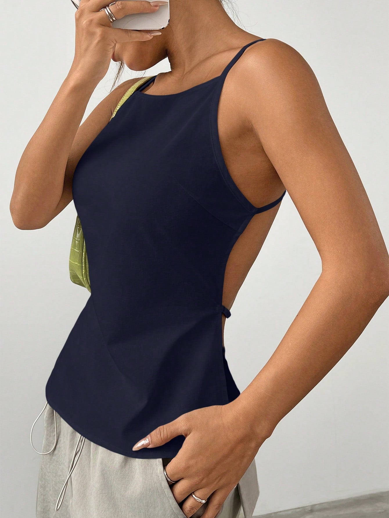 Ladies Solid Colored Backless Camisole Top