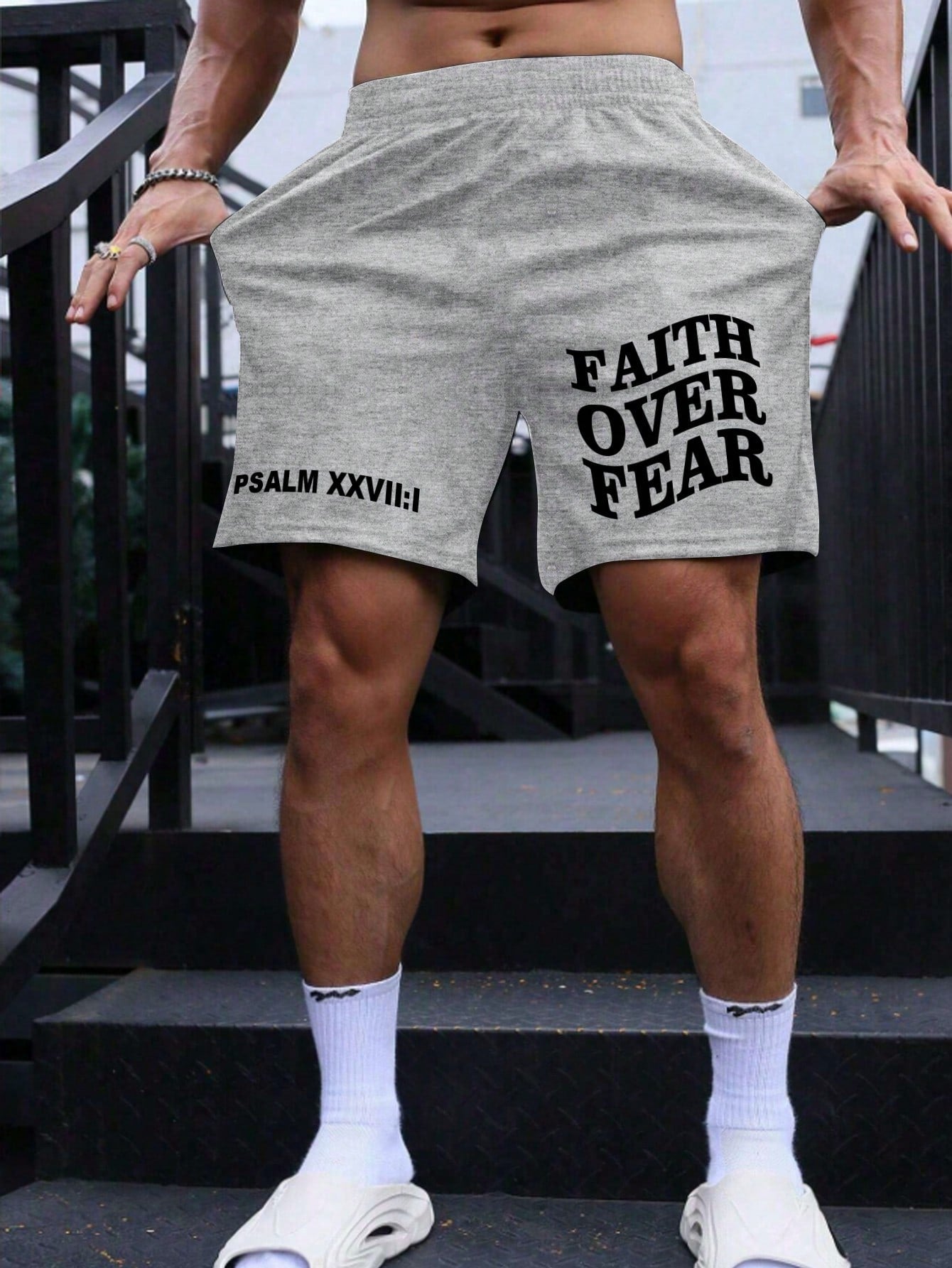 Men Slogan Graphic Shorts For Summer