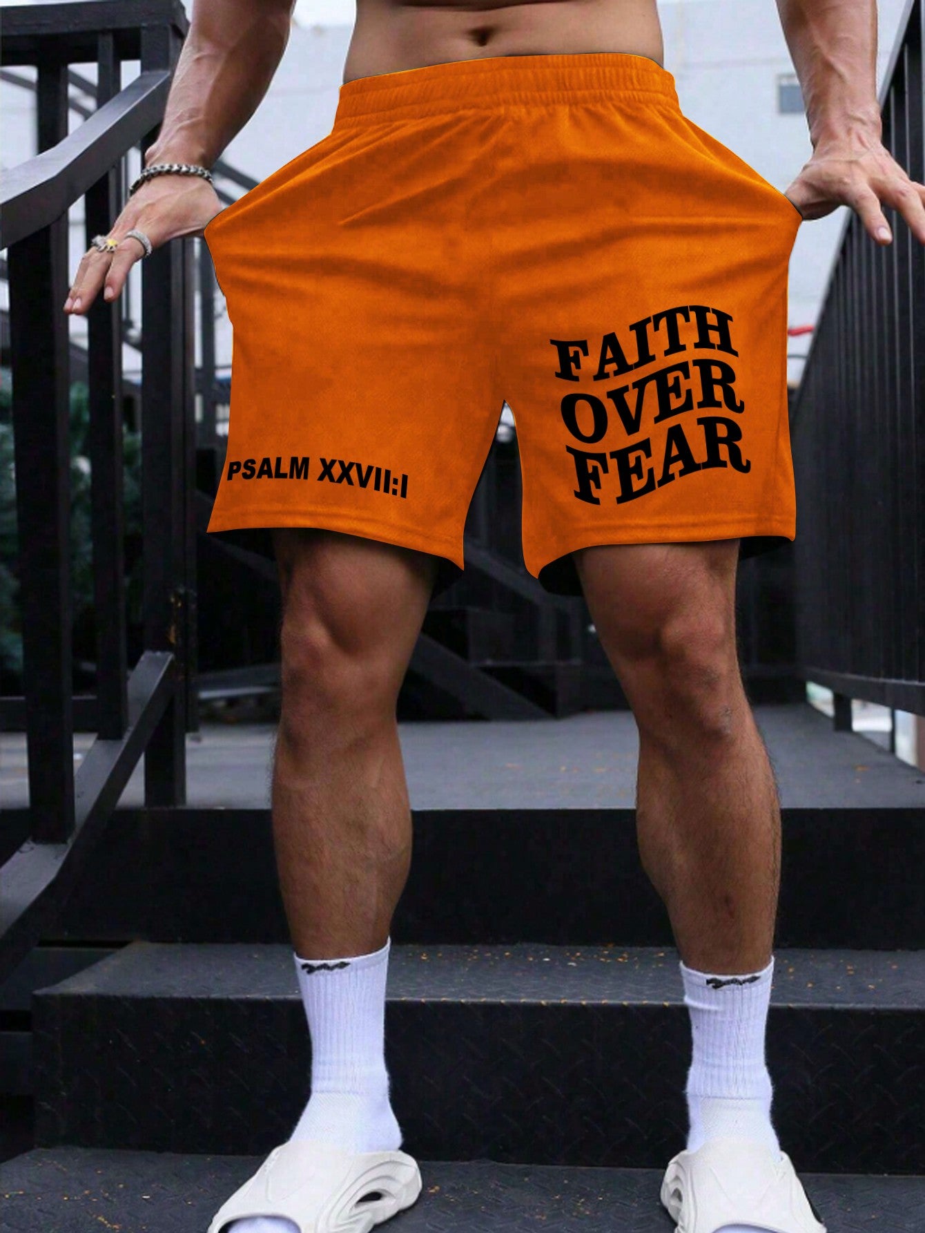 Men Slogan Graphic Shorts For Summer