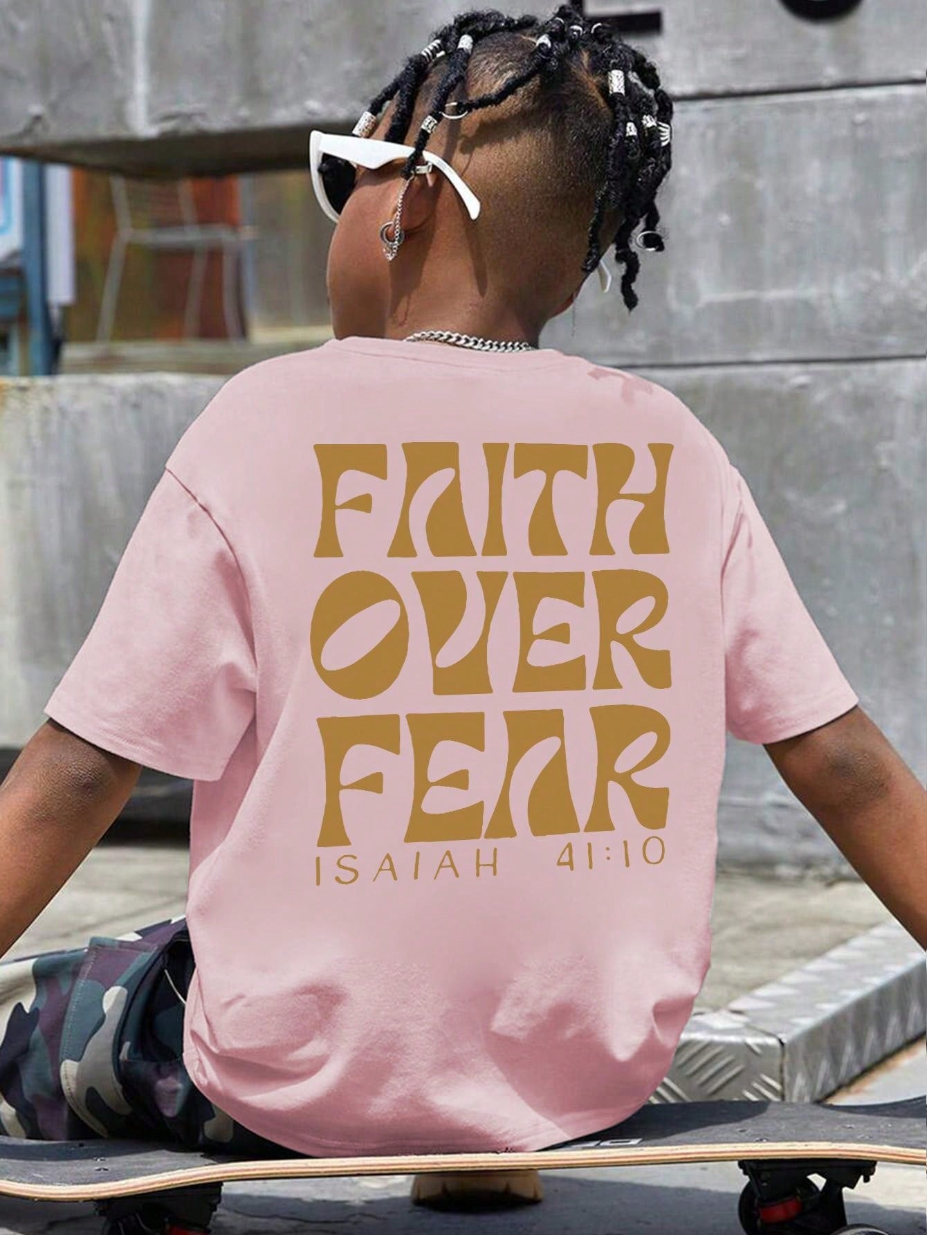 Tween Boy Slogan Graphic Drop Shoulder Oversize Tee For Summer