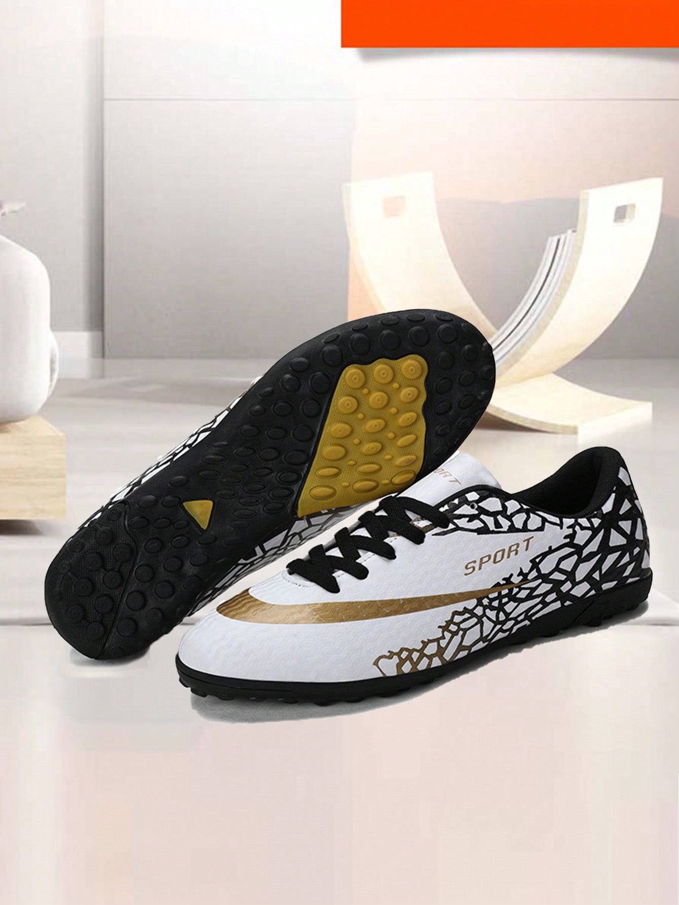 1pair Teenage Boys' PU Football Shoes With Long Studs, Durable And Slip-Resistant, Perfect For Daily Exercise In Summer