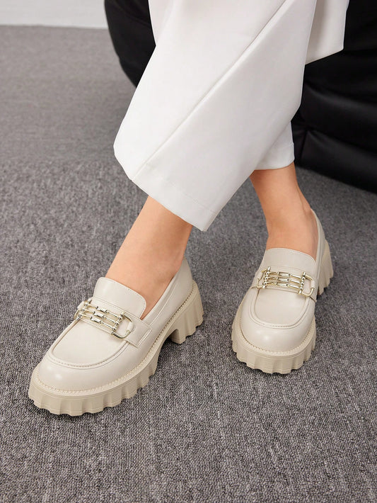 Women's Shoes Minimalist Metal Decor Slip-On Platform Elegant Outdoor Beige Wedge Shoes Vacation Shoes Summer Sale