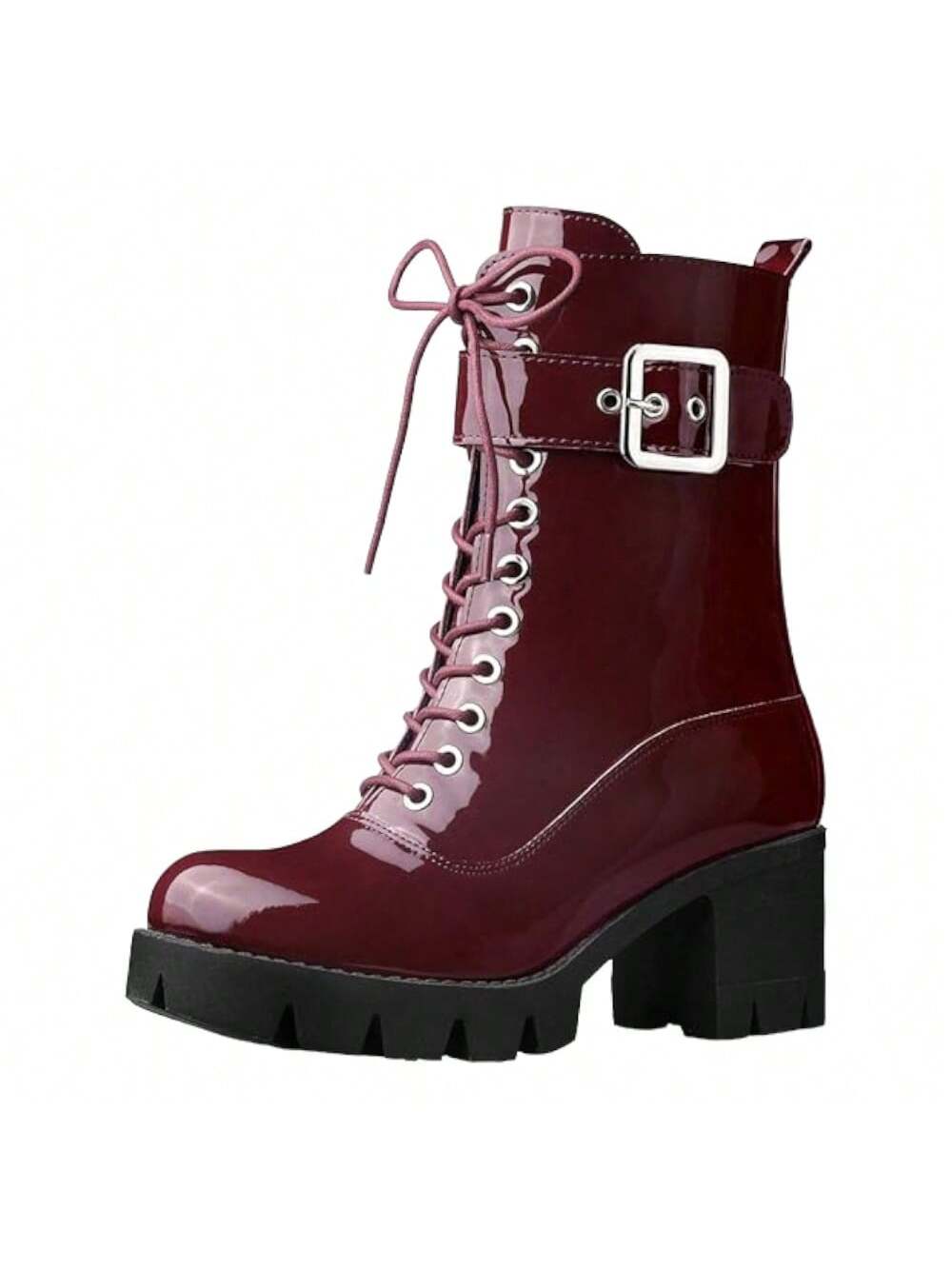 Women's Zip Platform Chunky Heel Combat Boots