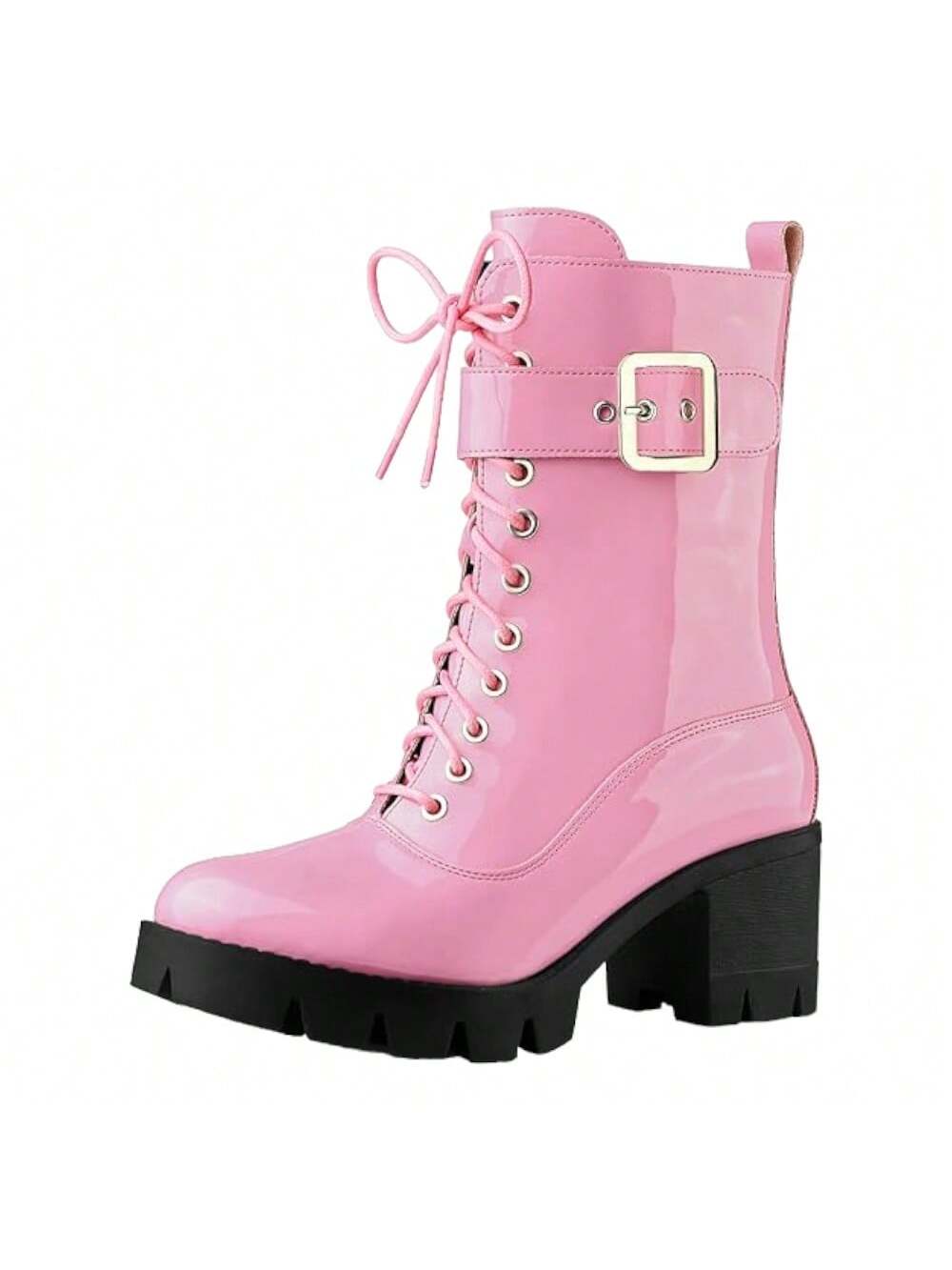 Women's Zip Platform Chunky Heel Combat Boots