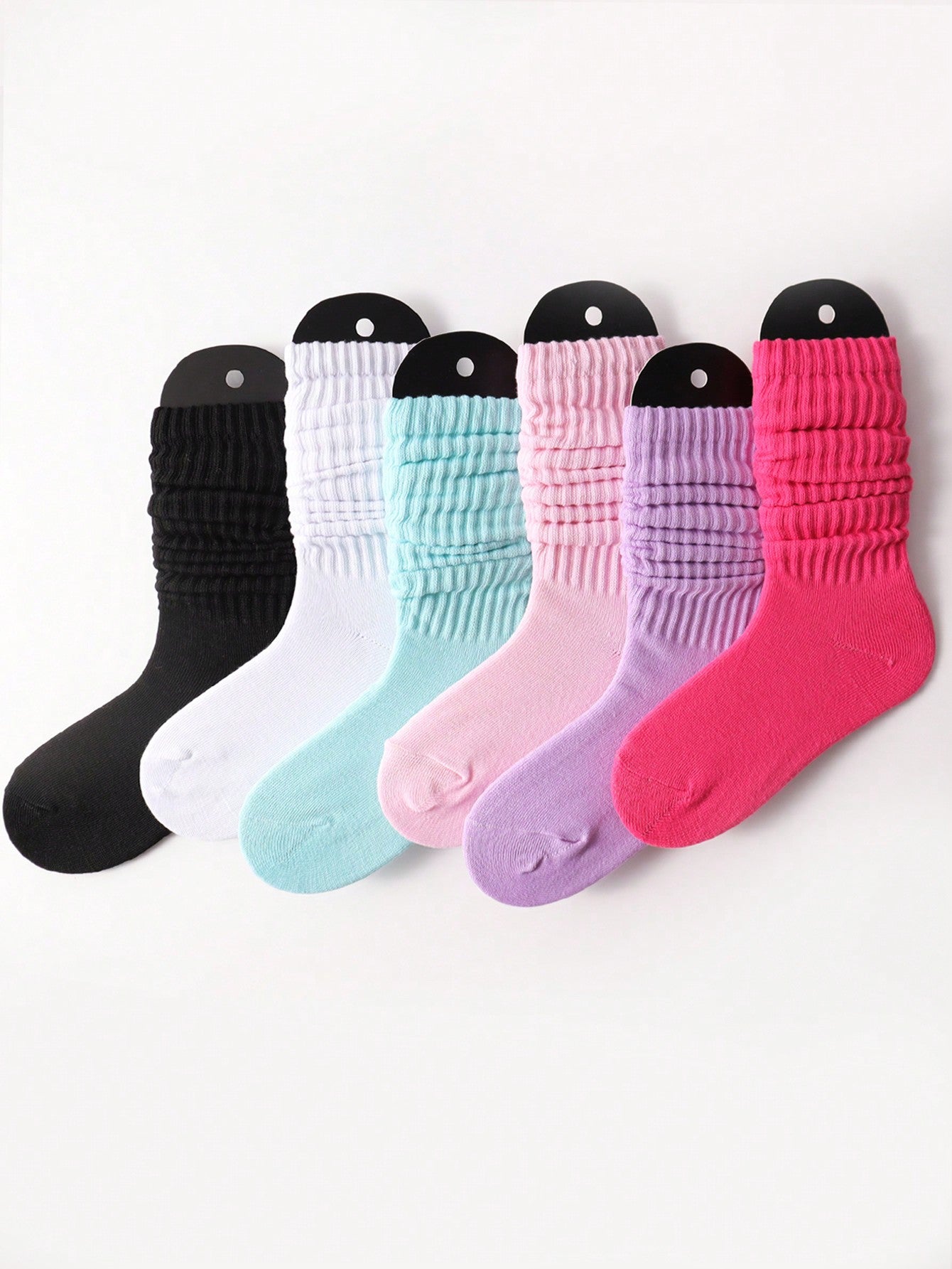 6pairs Kids Autumn/Winter Random Solid Color Thicken Stockings