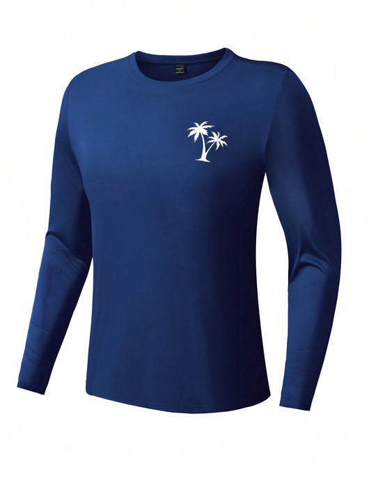 Men's Casual Printed Long Sleeve Crew Neck Surfing T-Shirt