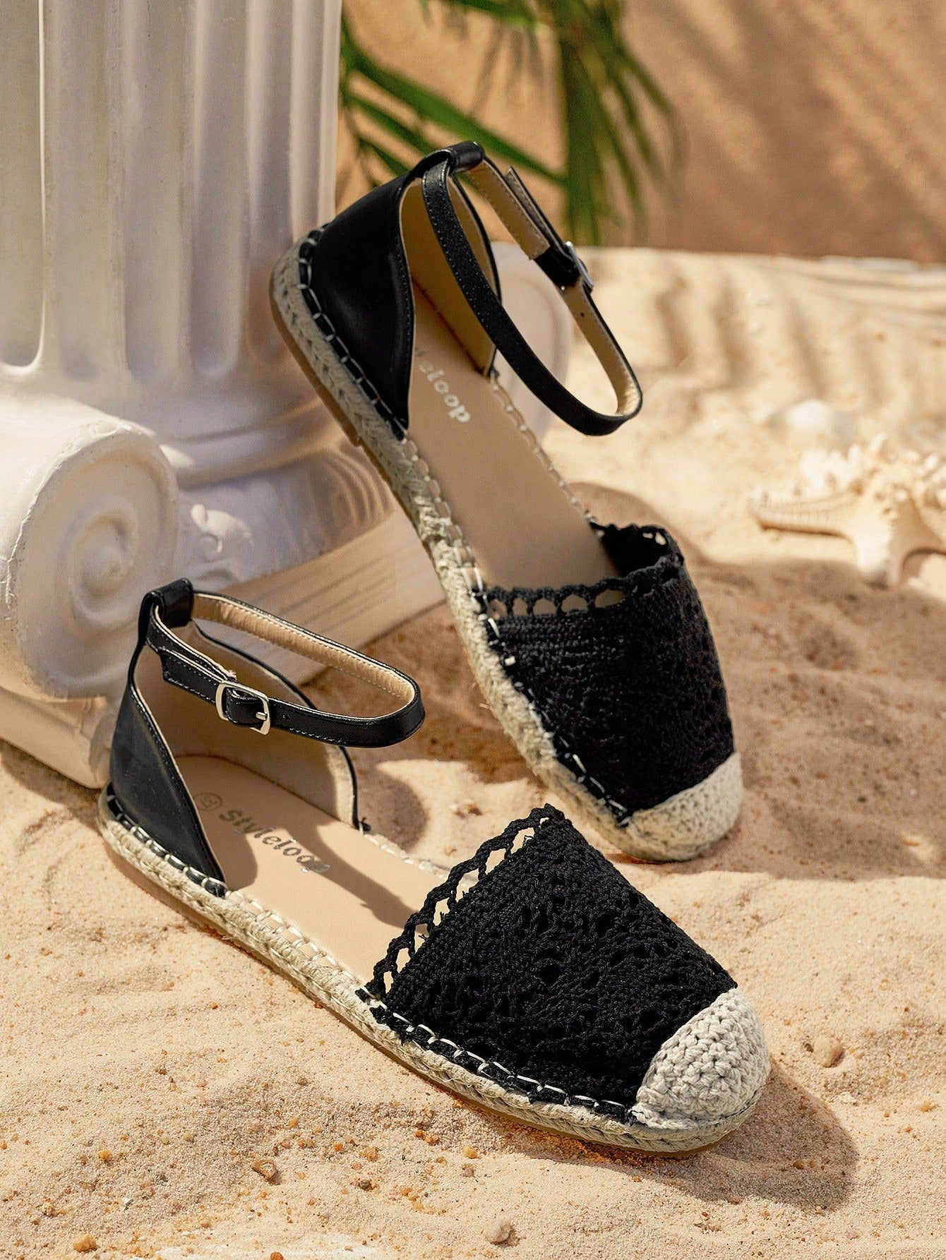 Styleloop Woman Shoes Cap Toe Espadrille Ankle Strap Flats For Summer Vacation Shoes Summer Sale  Back To School Shoes College Student Shoes Boho Feels Vintage Cottagecore Frenchy Shoes