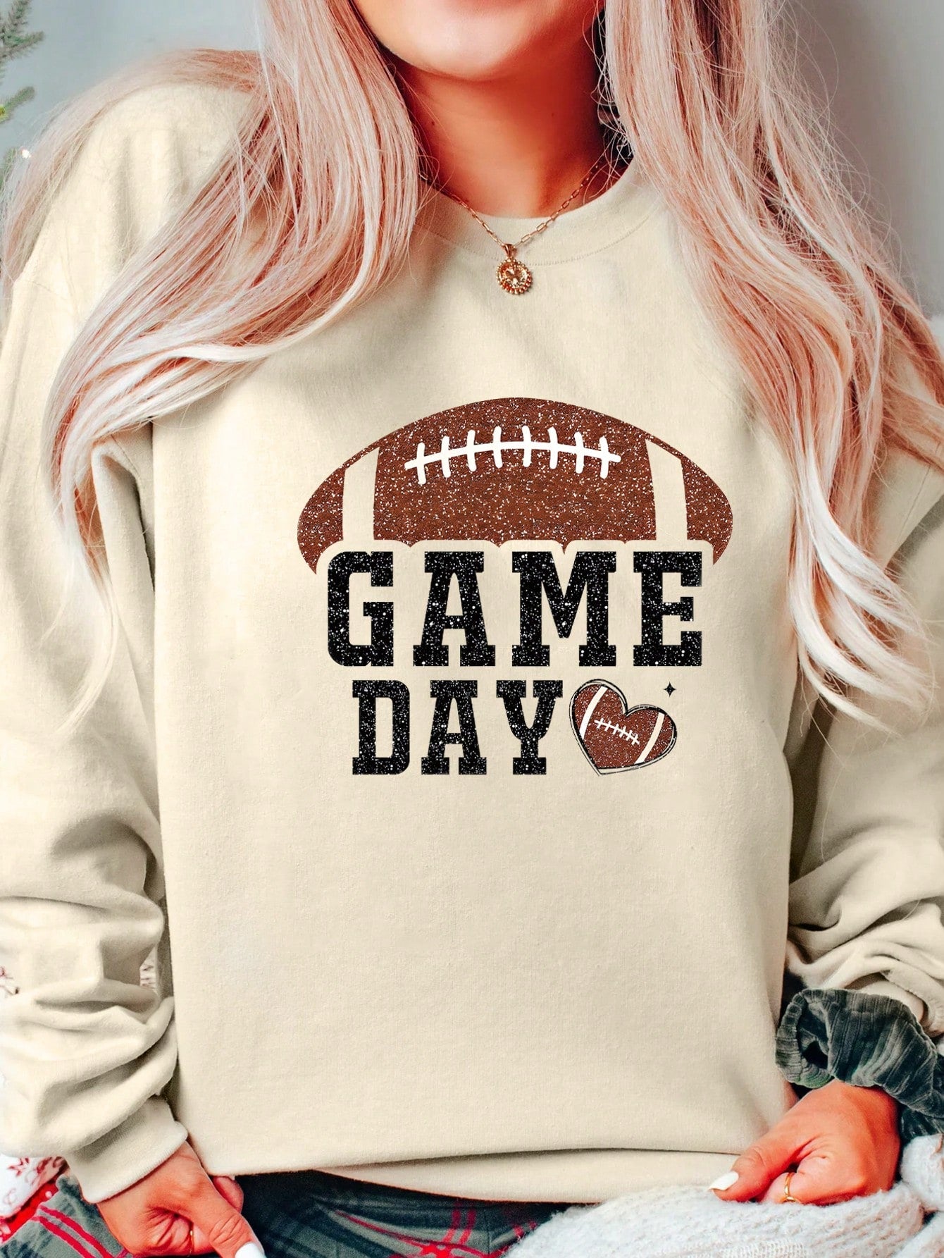 Women's Oversized Drop Shoulder Football Game Day Hoodie