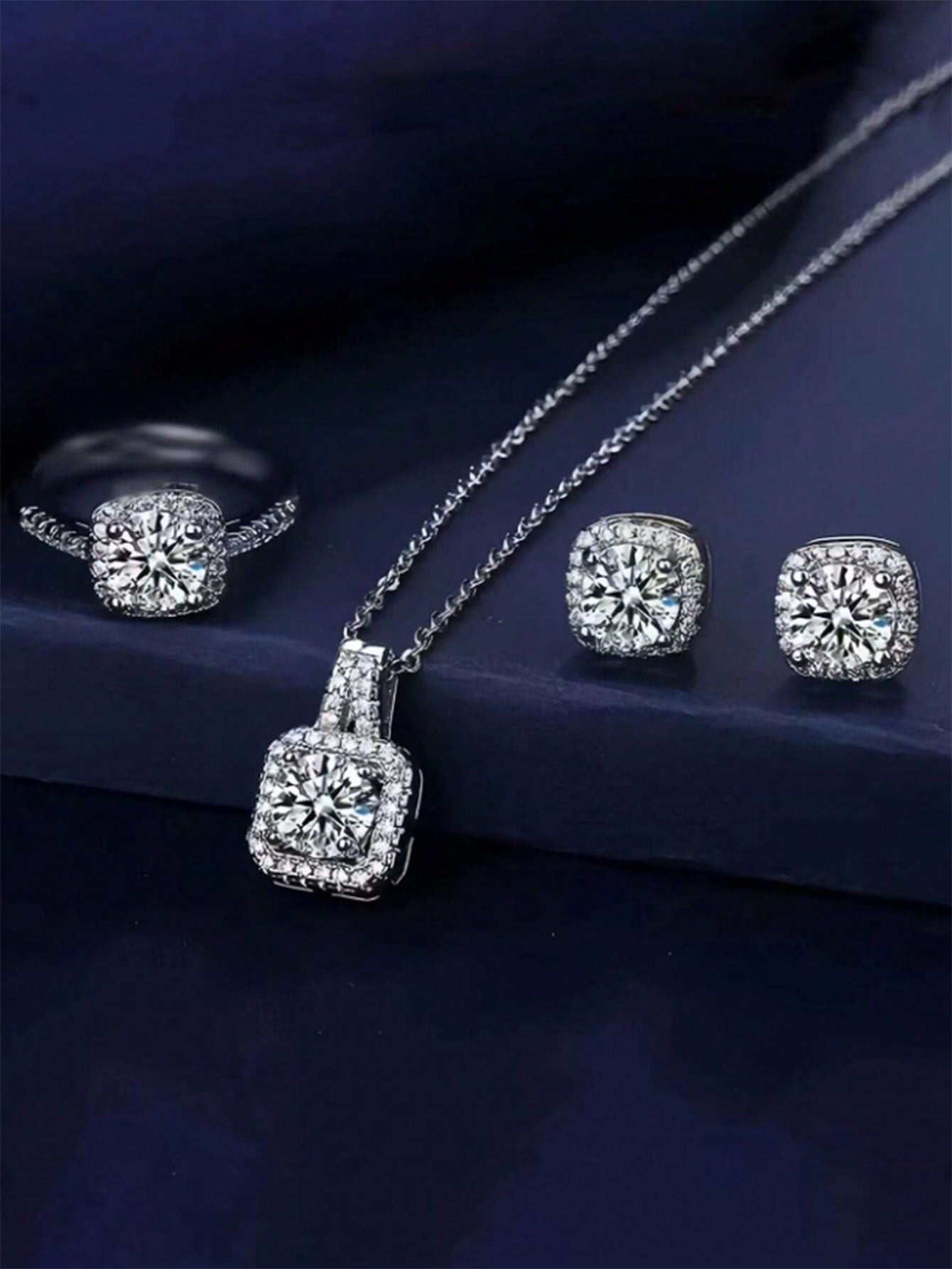 5pcs Children's Jewelry Set Including Zinc Alloy Bow-Shaped Pendant Necklace, Bracelet, Ring And Earrings