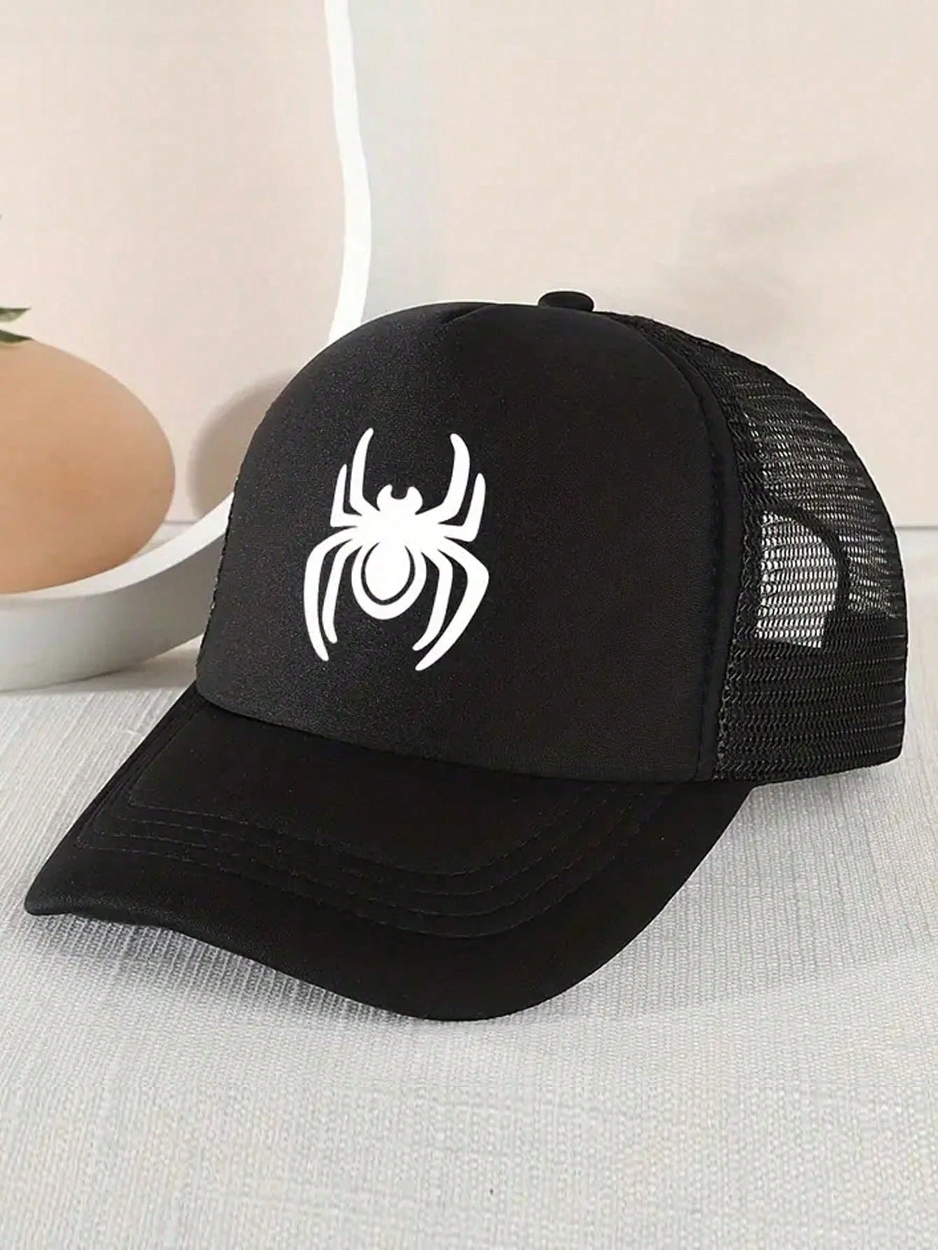 1pc Cute Spider Web Pattern Baseball Cap For Children, Sun Protection Adjustable Cap With Brim