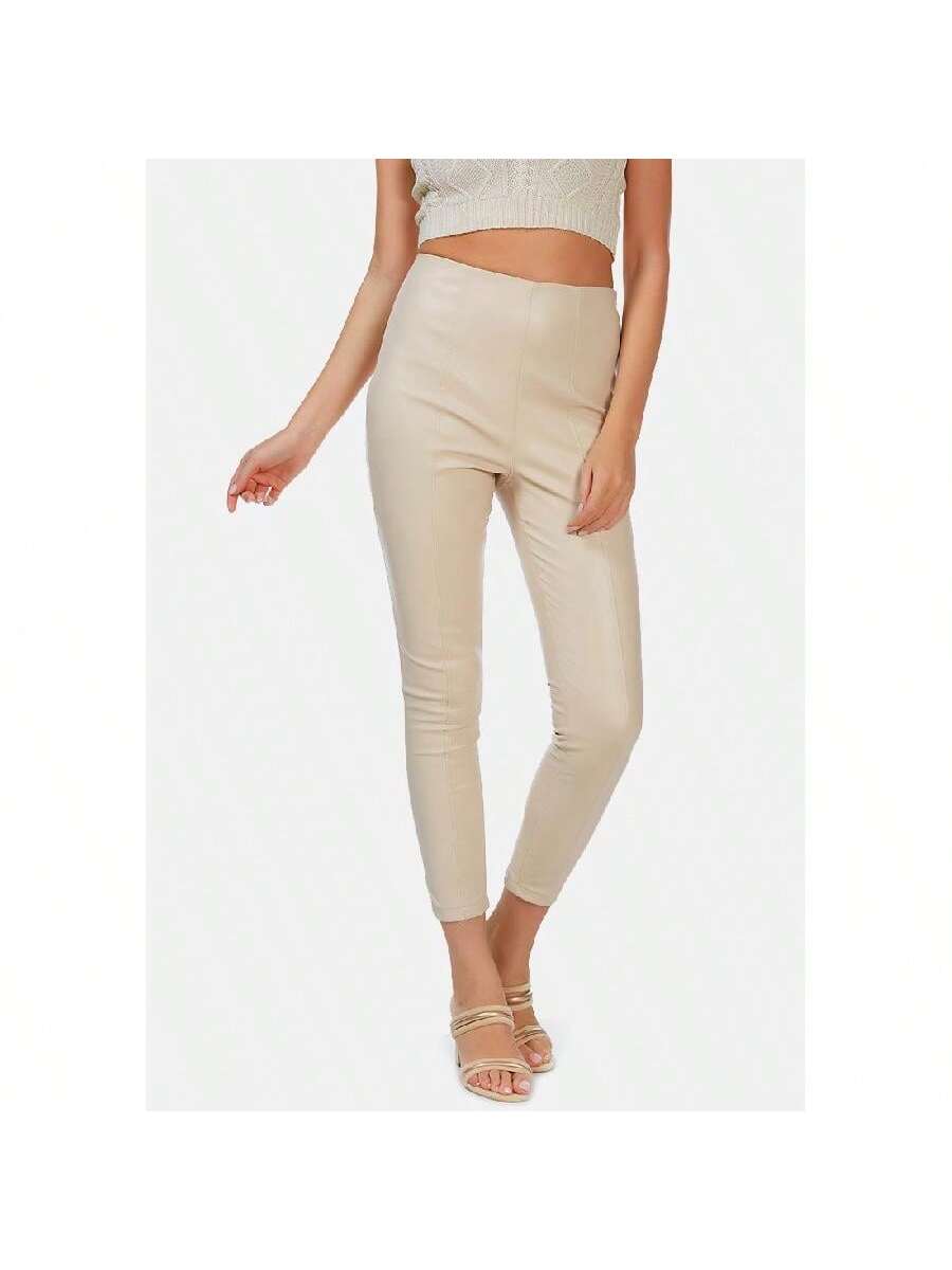 Formal Straight Faux Leather Trousers