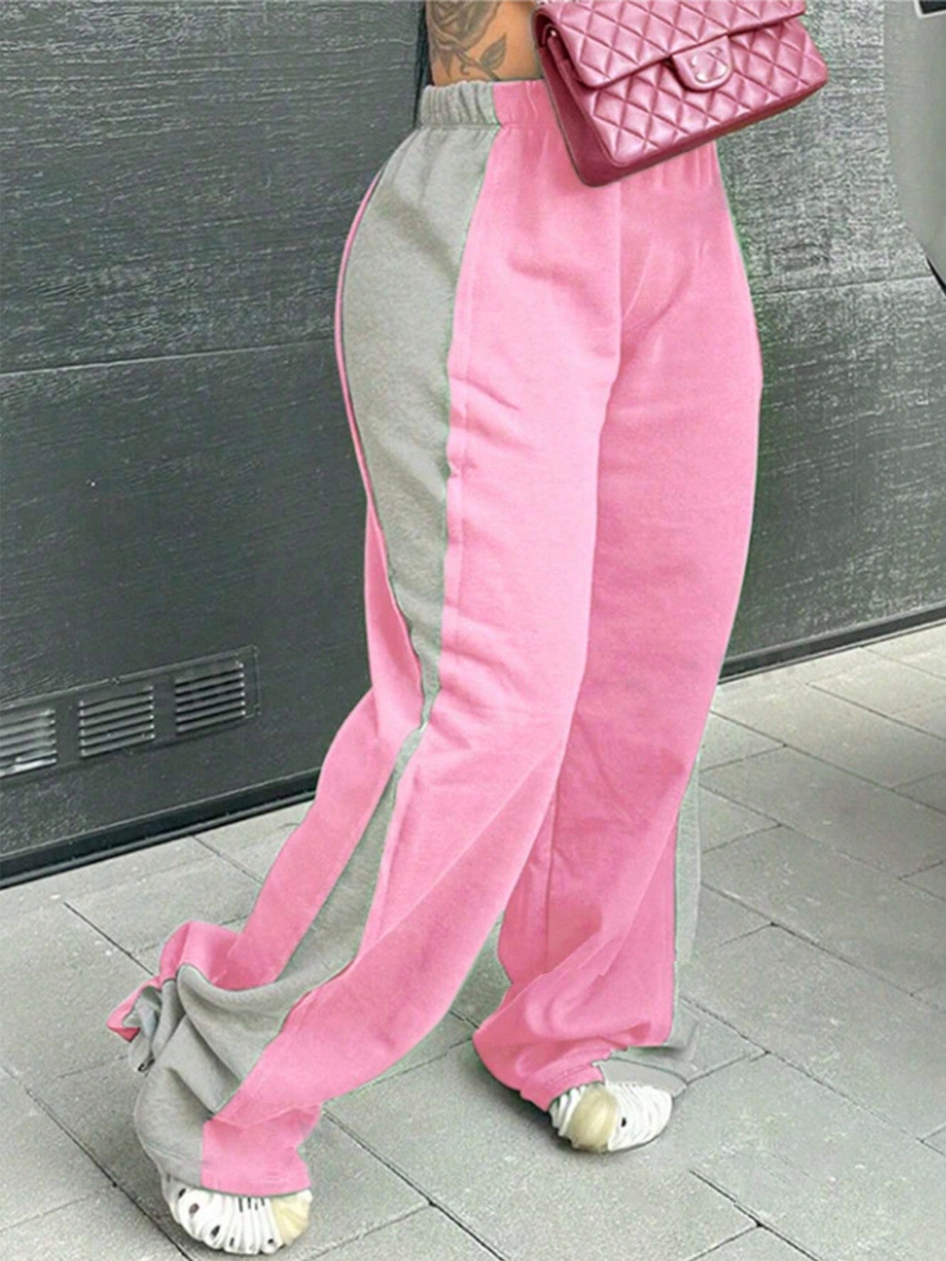 Plus Size Casual Splice Colorblock Sweatpants