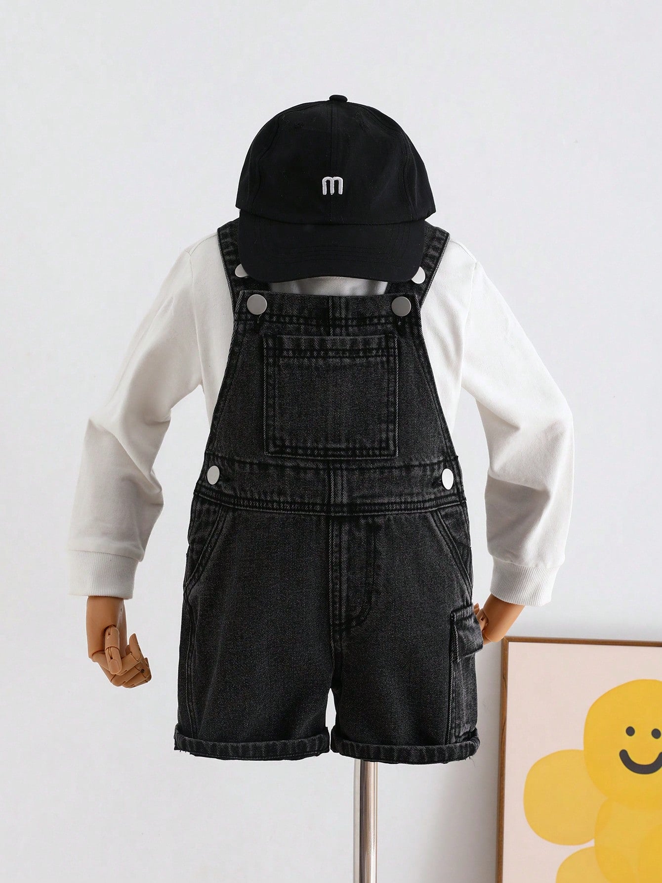 Young Boy 1pc Pocket Front Denim Overall Romper