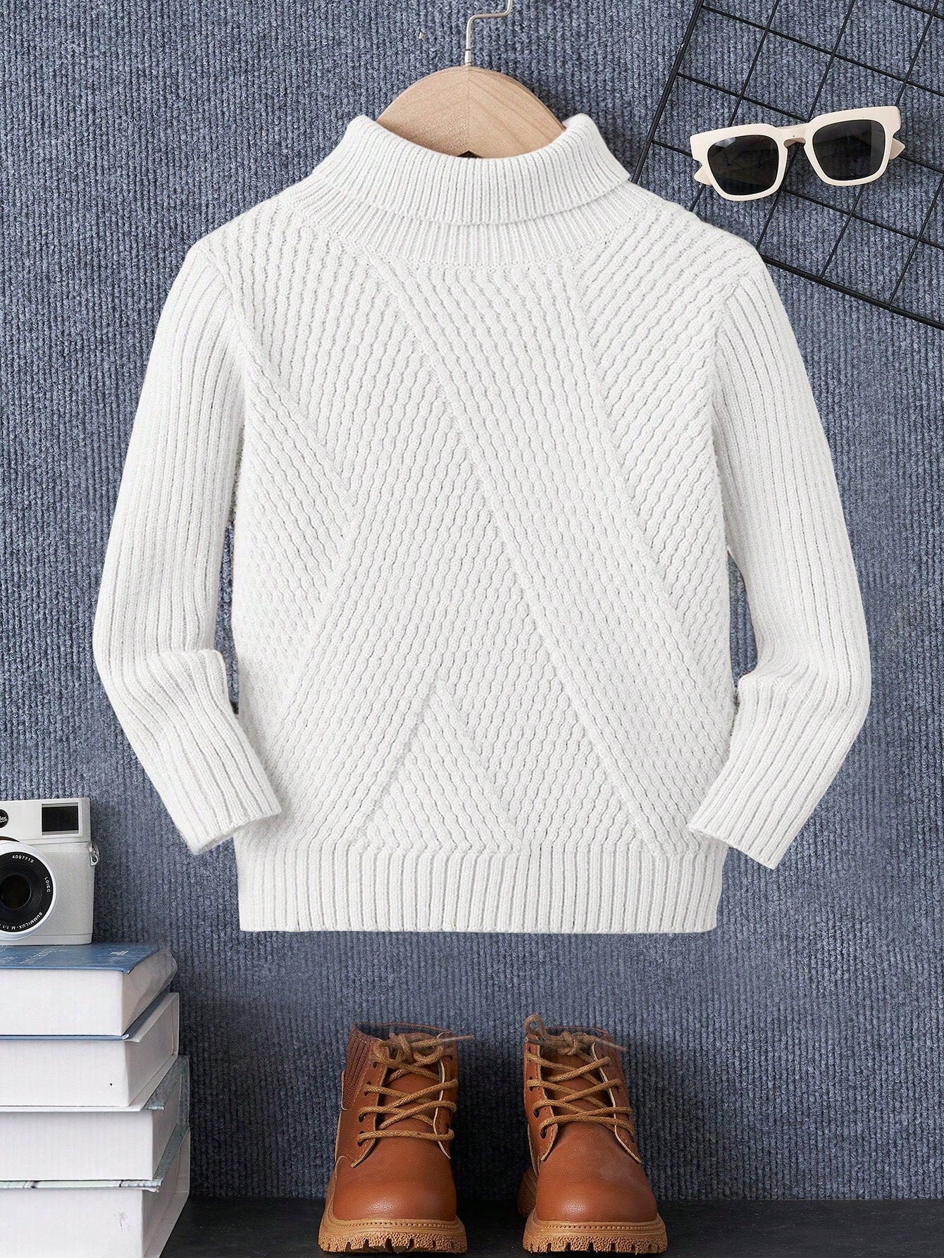 Young Boy Slim Fit Turtleneck Pullover Sweater