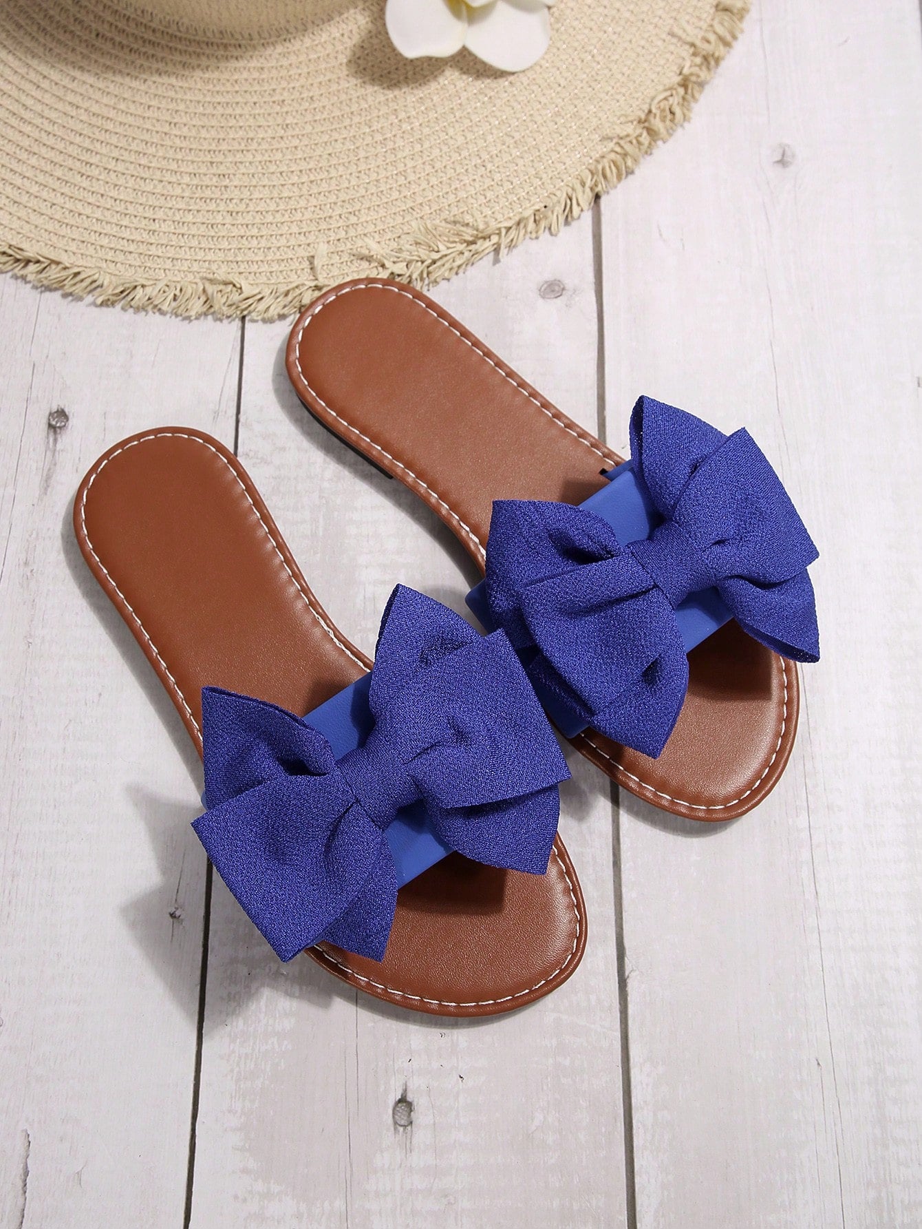 New Arrival Women's Bowknot Flat Heel Slippers, Fashionable Outdoor Half-Slipper Sandals