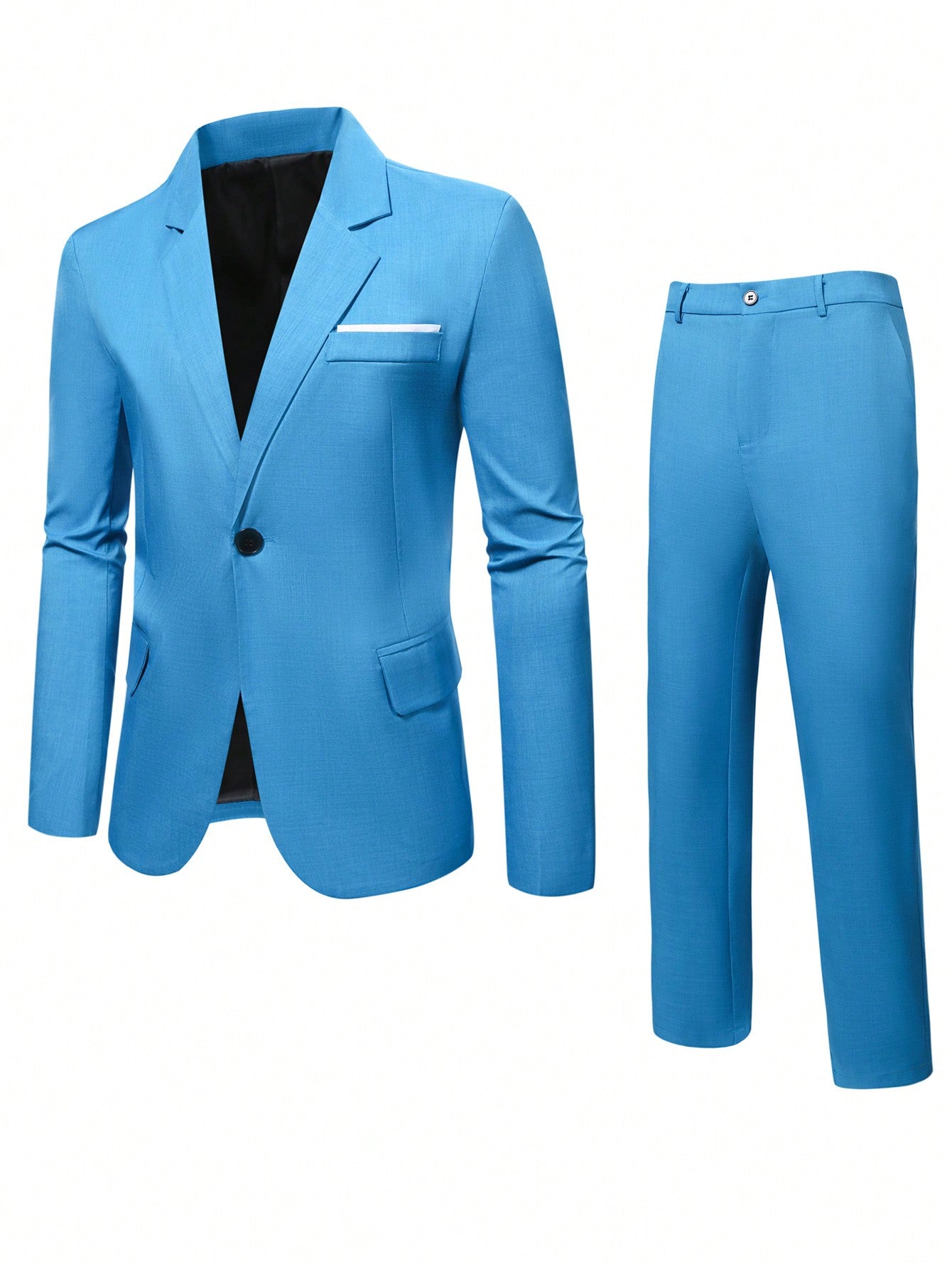 Plus Size Men's Solid Color Front Button Long Sleeve Pocket Casual Top And Pants Suit Set