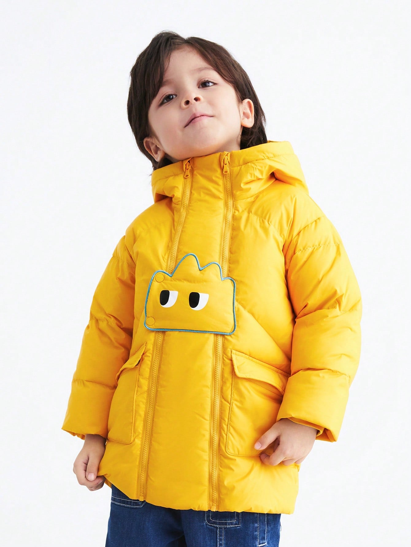 Boys' Medium To Long Down Jacket, Winter Version, Thick And Warm Baby Jacket For Young Children