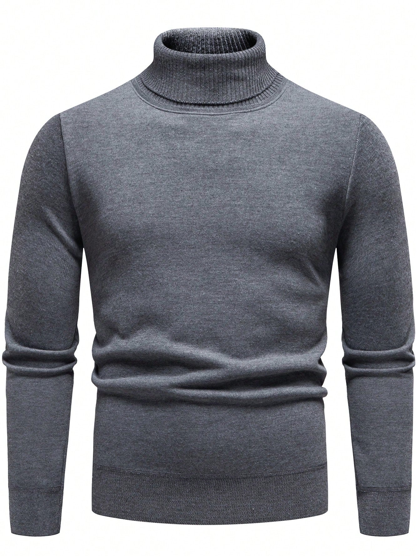 Men Solid Turtleneck Thermal Lined Sweater