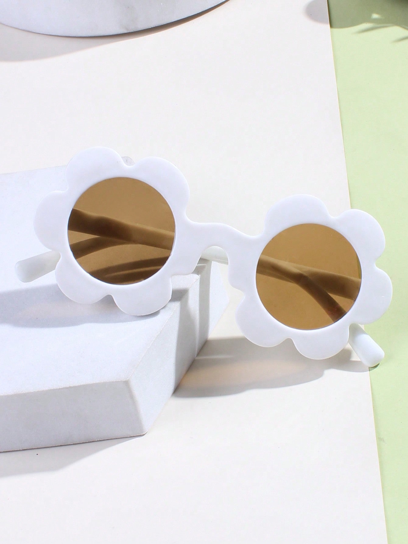 1pair Cute Sunflower Cartoon Sunglasses, Macaroon Color, Round Frame Flower Sunglasses For Kids Boys Girls UV Protection Eyewear