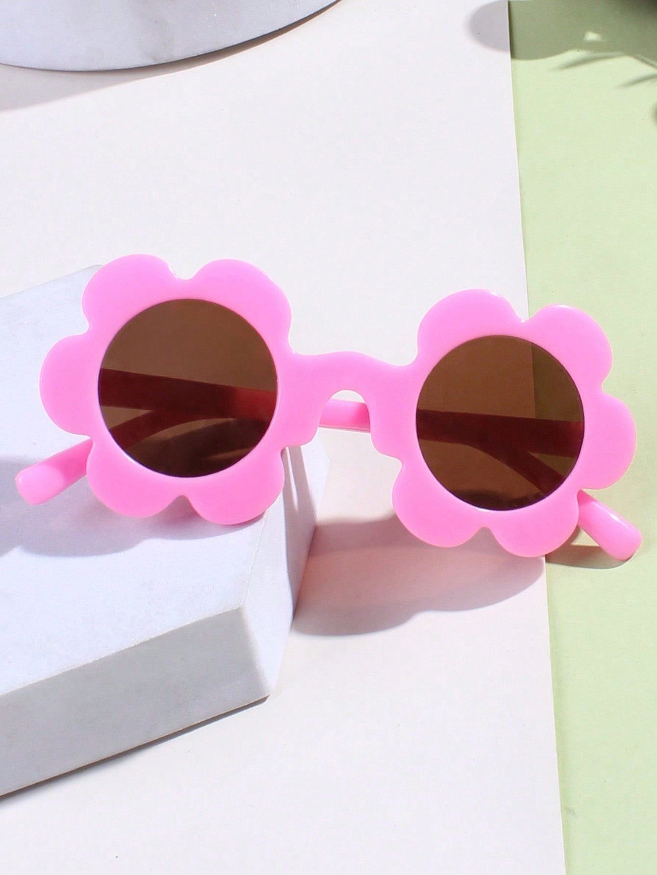 1pair Cute Sunflower Cartoon Sunglasses, Macaroon Color, Round Frame Flower Sunglasses For Kids Boys Girls UV Protection Eyewear