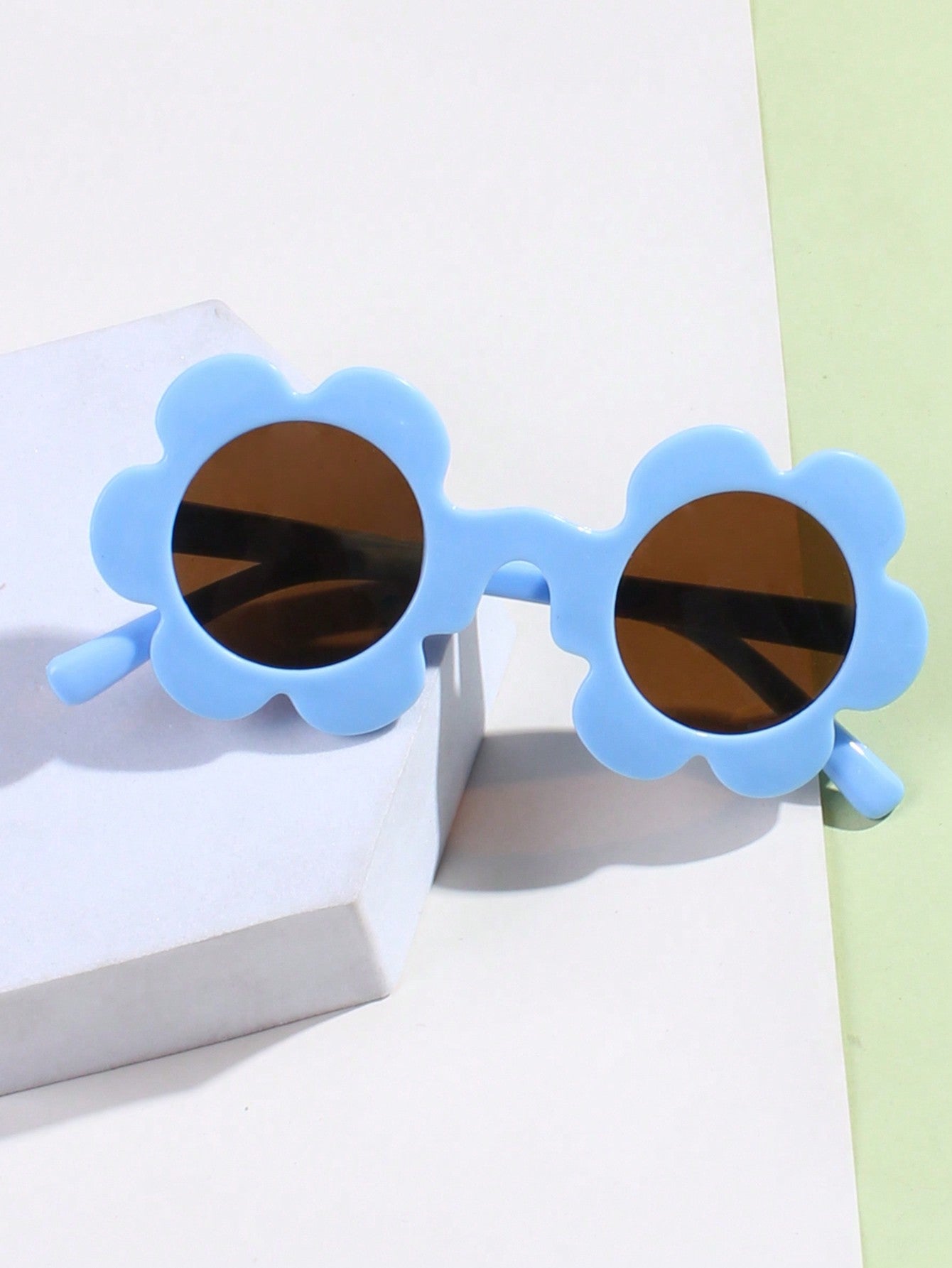 1pair Cute Sunflower Cartoon Sunglasses, Macaroon Color, Round Frame Flower Sunglasses For Kids Boys Girls UV Protection Eyewear